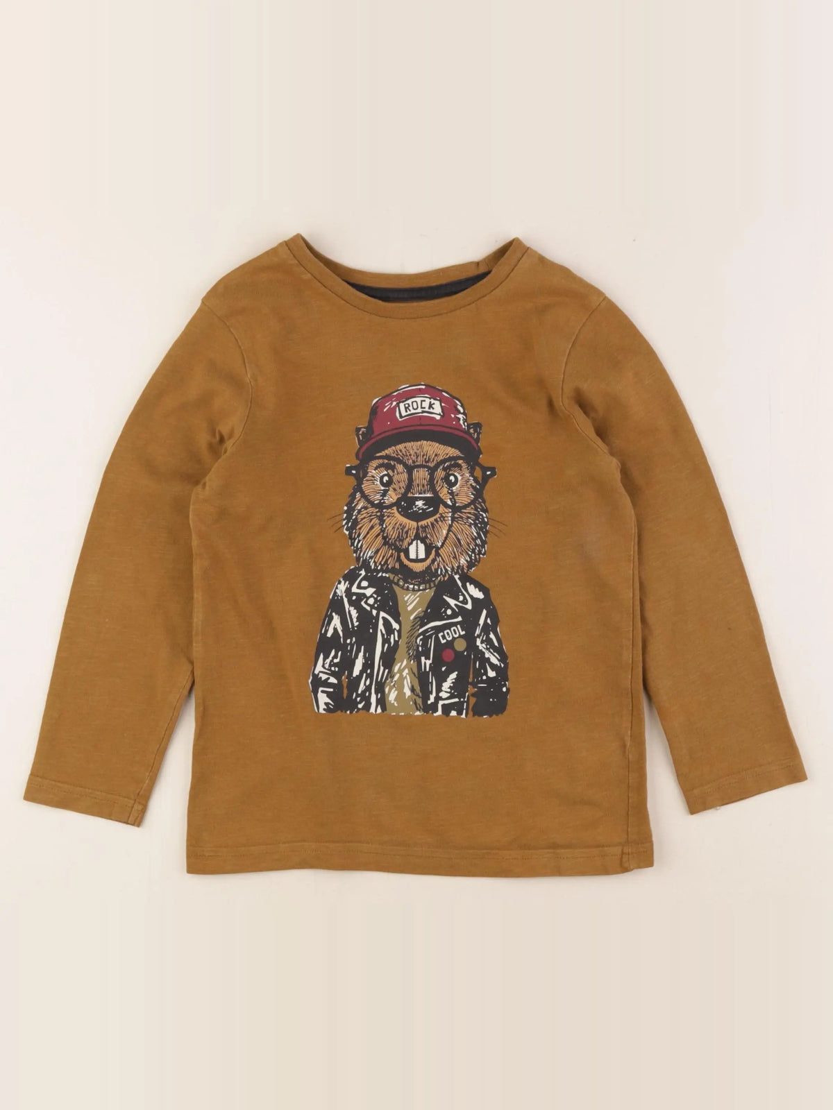 Vertbaudet - tee-shirt marron - 6 ans