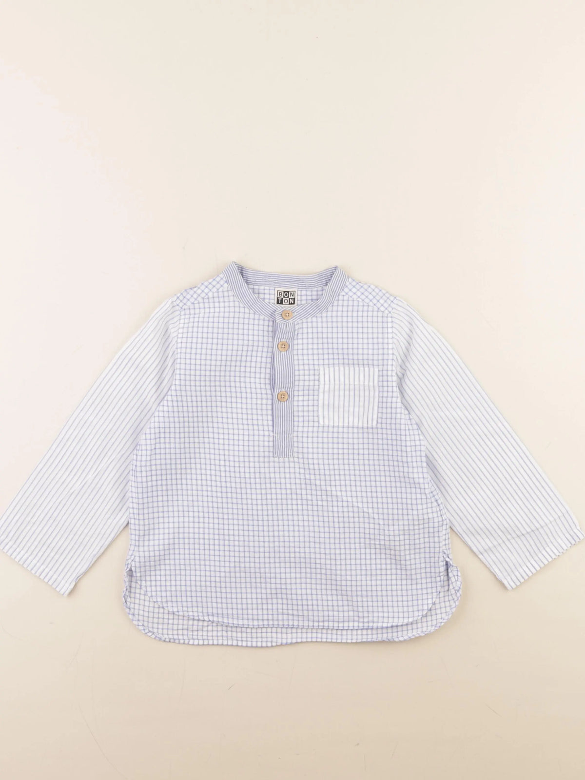 Bonton - chemise blanc, bleu - 4 ans