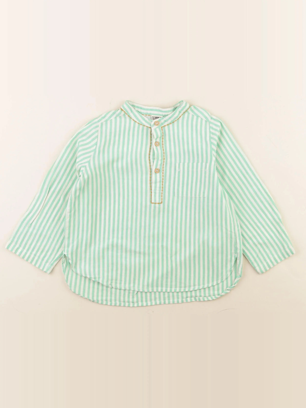 Bonton - chemise blanc, vert - 4 ans