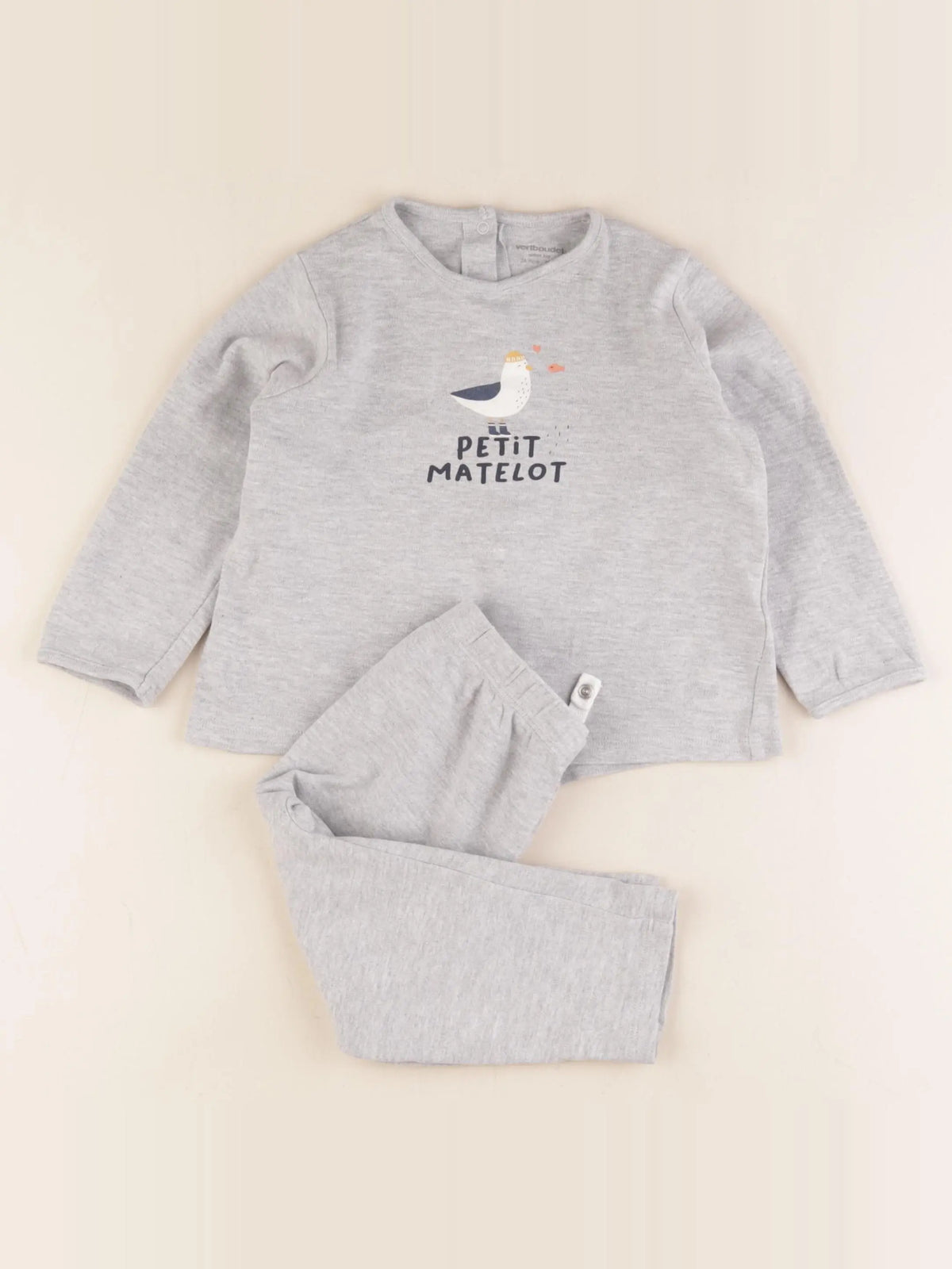 Vertbaudet - pyjama coton gris - 24 mois