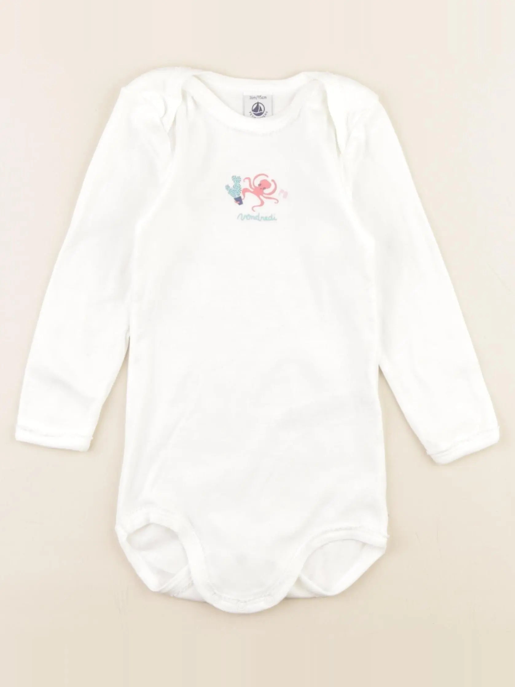 Petit Bateau - body blanc - 36 mois