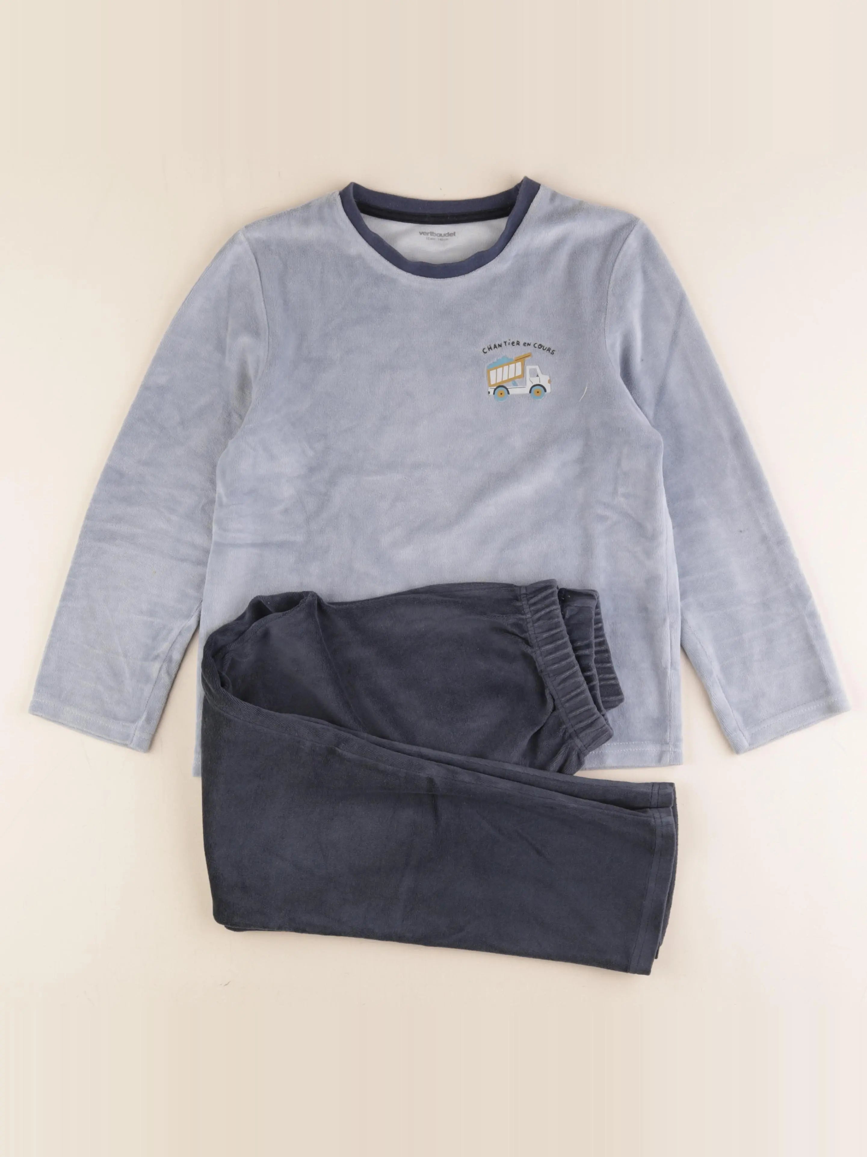 Vertbaudet - pyjama velours bleu - 10 ans