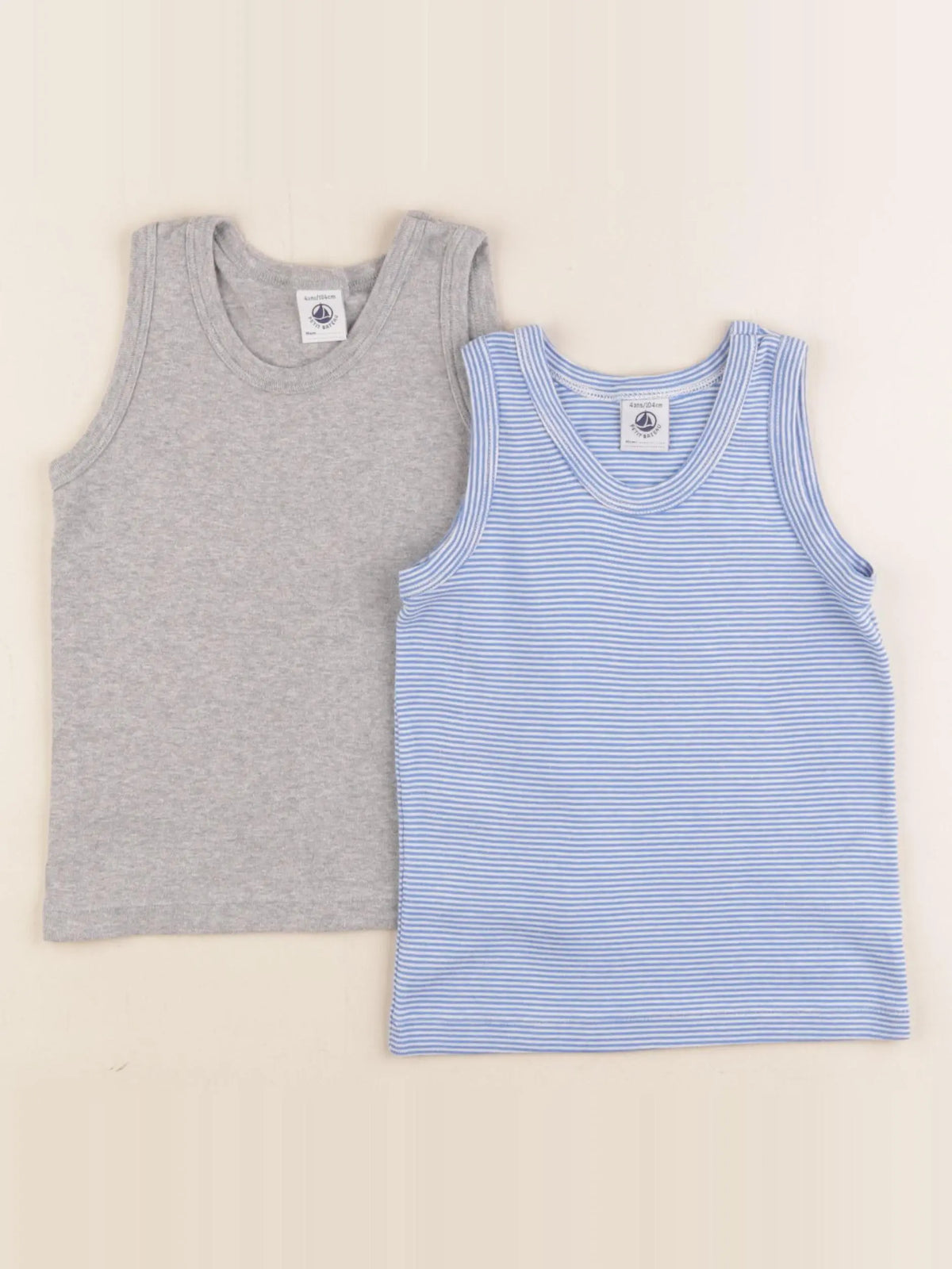 Petit Bateau - maillot de corps bleu, gris - 4 ans