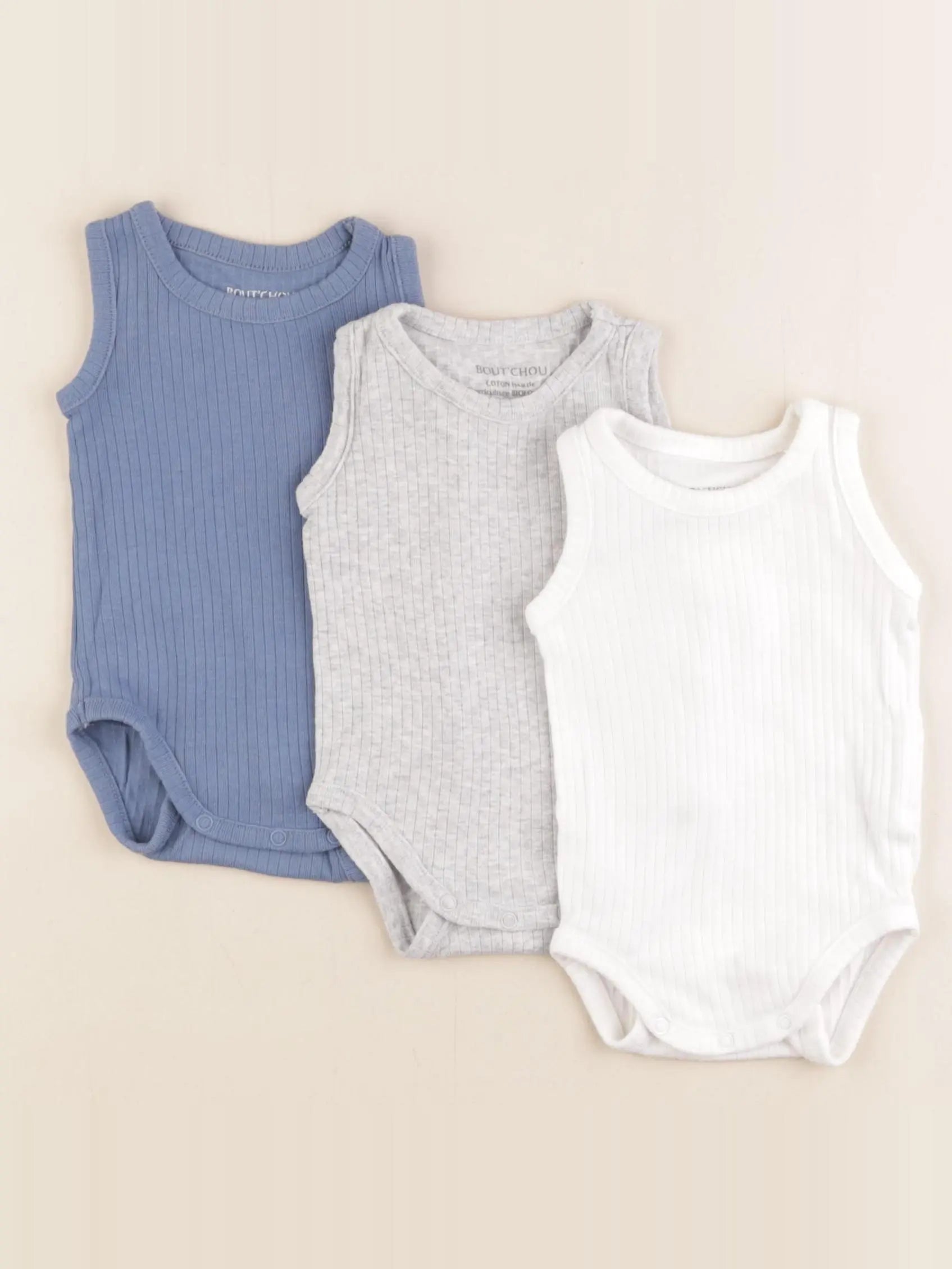 Boutchou - lot de 3 bodies en coton multicolore - 3 mois