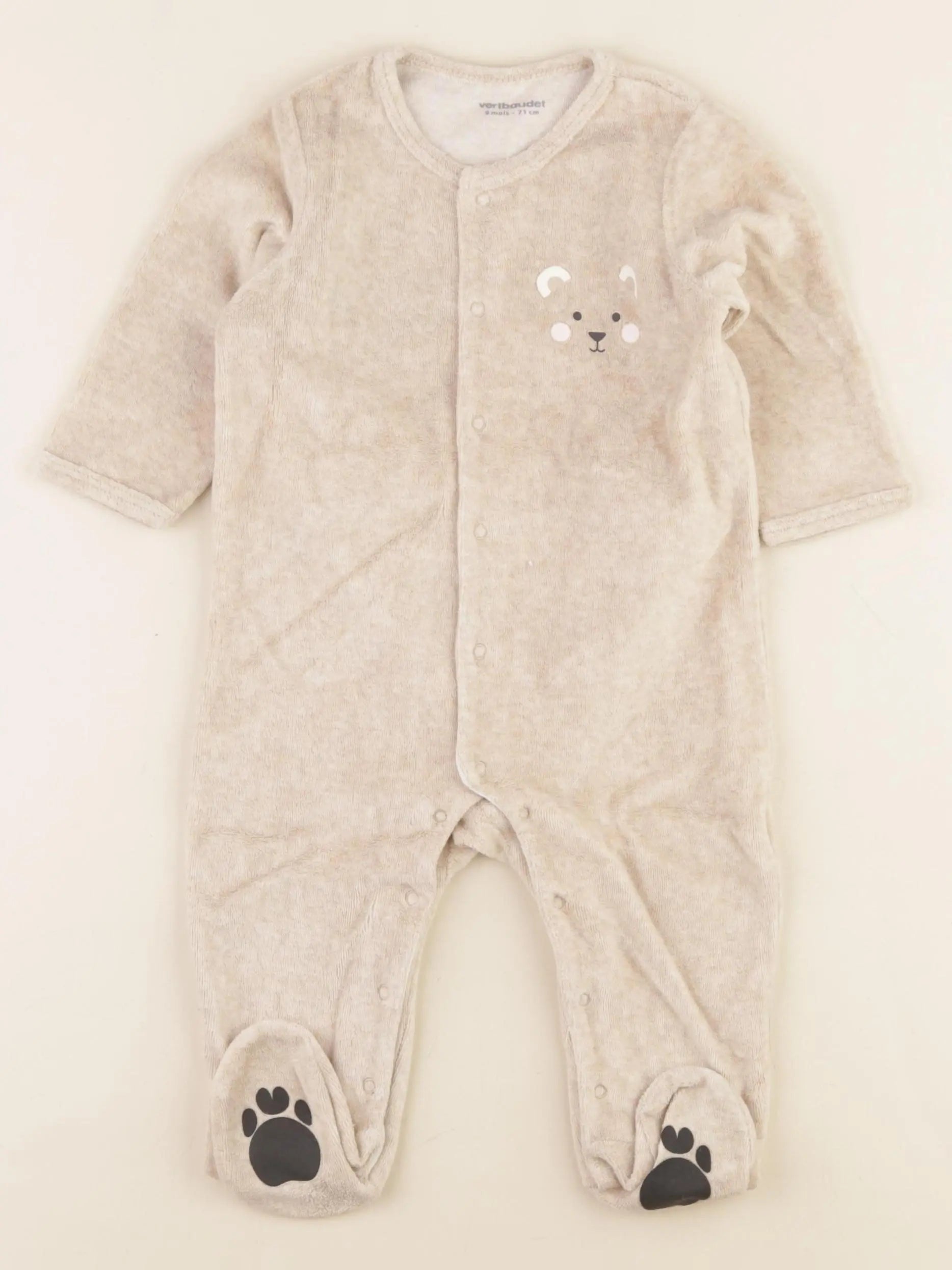 Vertbaudet - pyjama velours marron - 9 mois