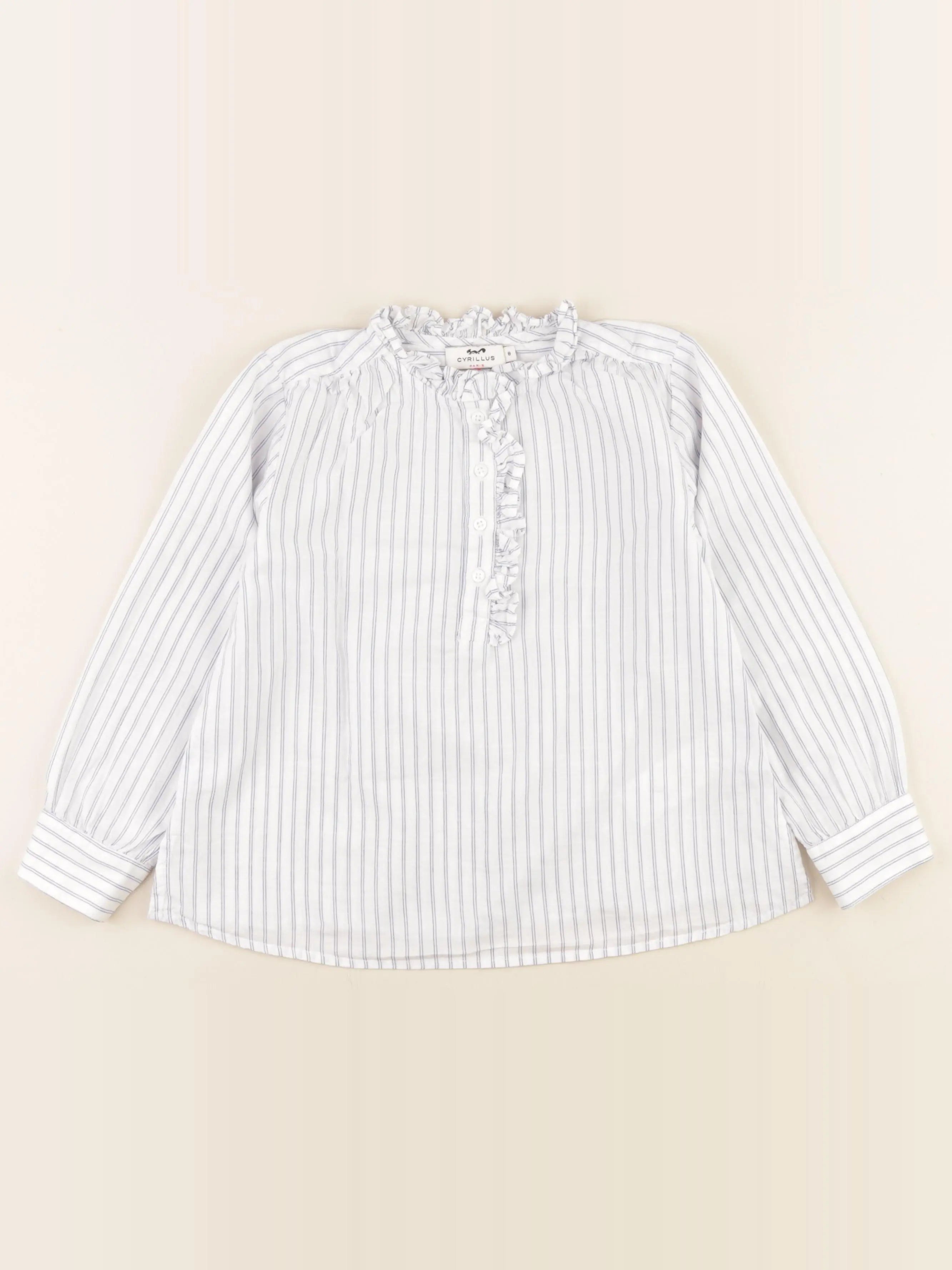 Cyrillus - blouse blanc, bleu - 8 ans
