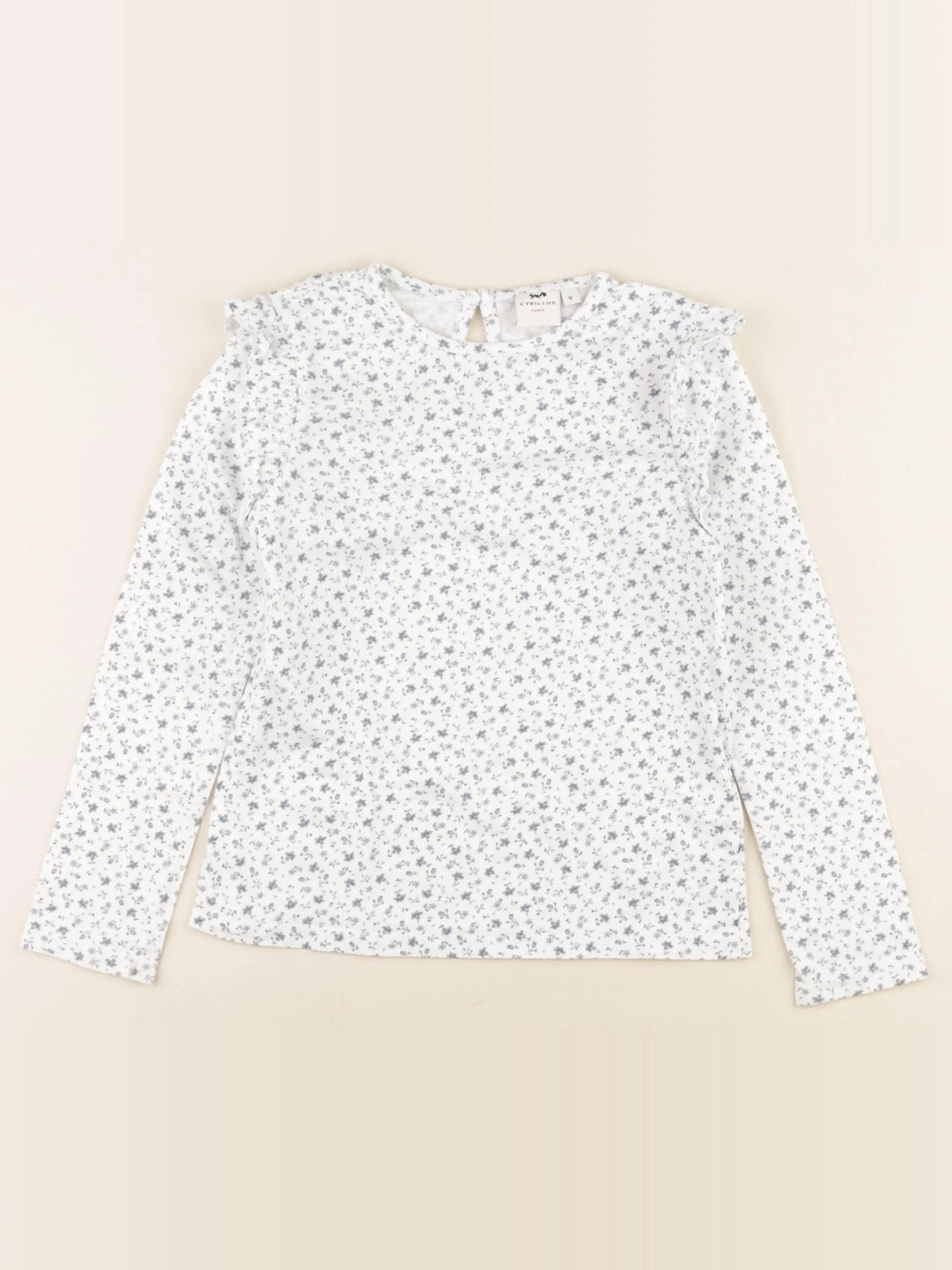 Cyrillus - tee-shirt blanc, bleu - 8 ans