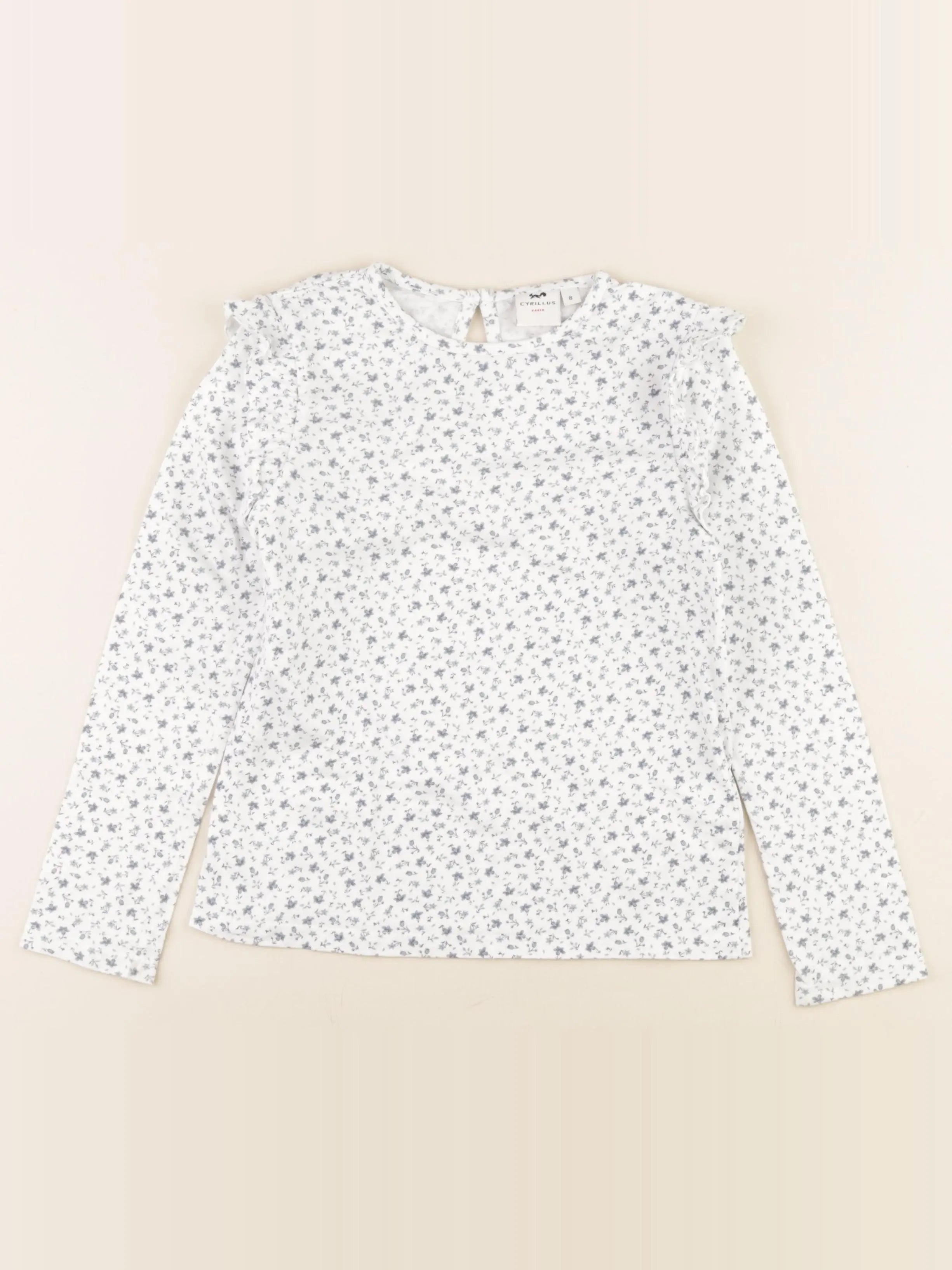 Cyrillus - tee-shirt blanc, bleu - 8 ans