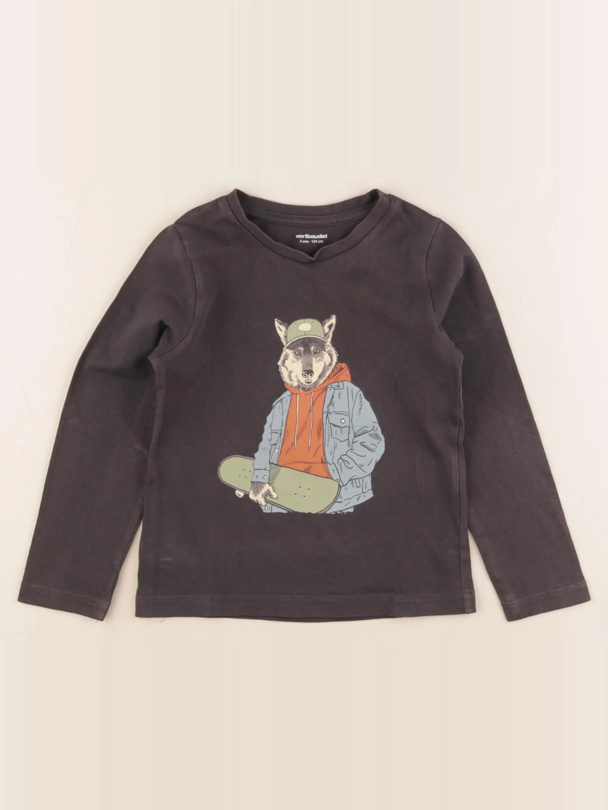 Vertbaudet - tee-shirt marron - 4 ans