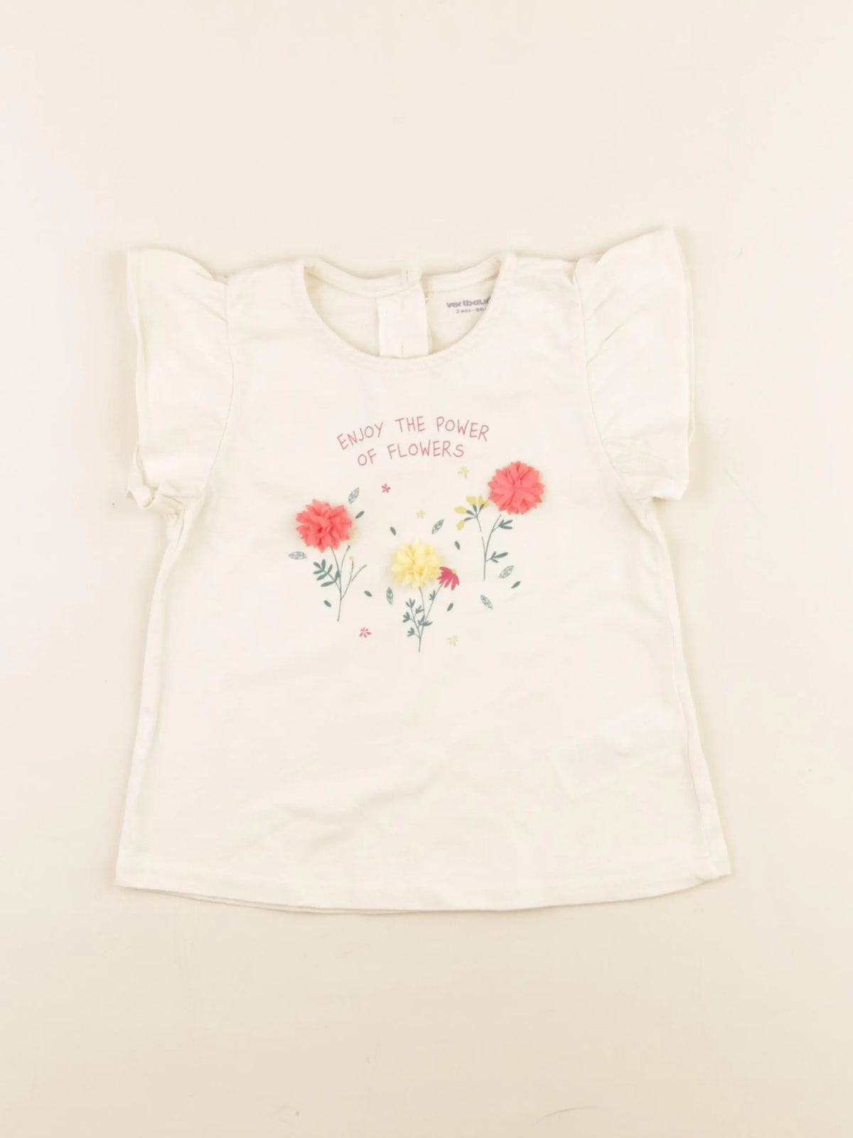 Vertbaudet - tee-shirt beige - 2 ans