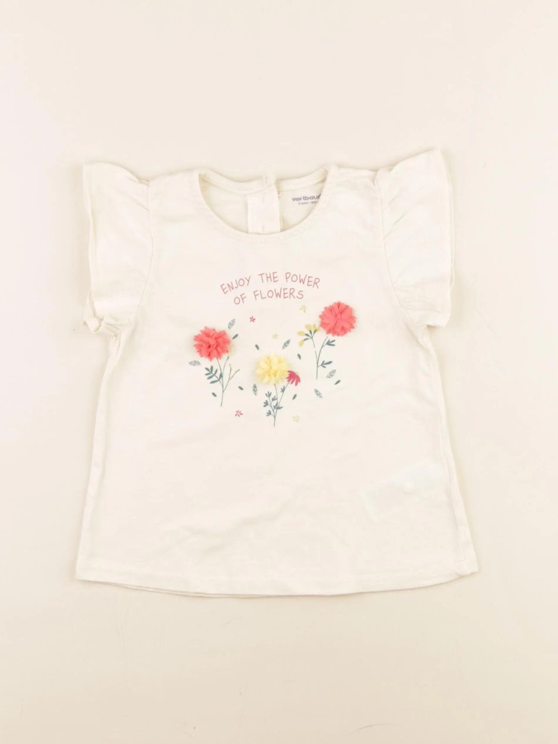 Vertbaudet - tee-shirt beige - 2 ans