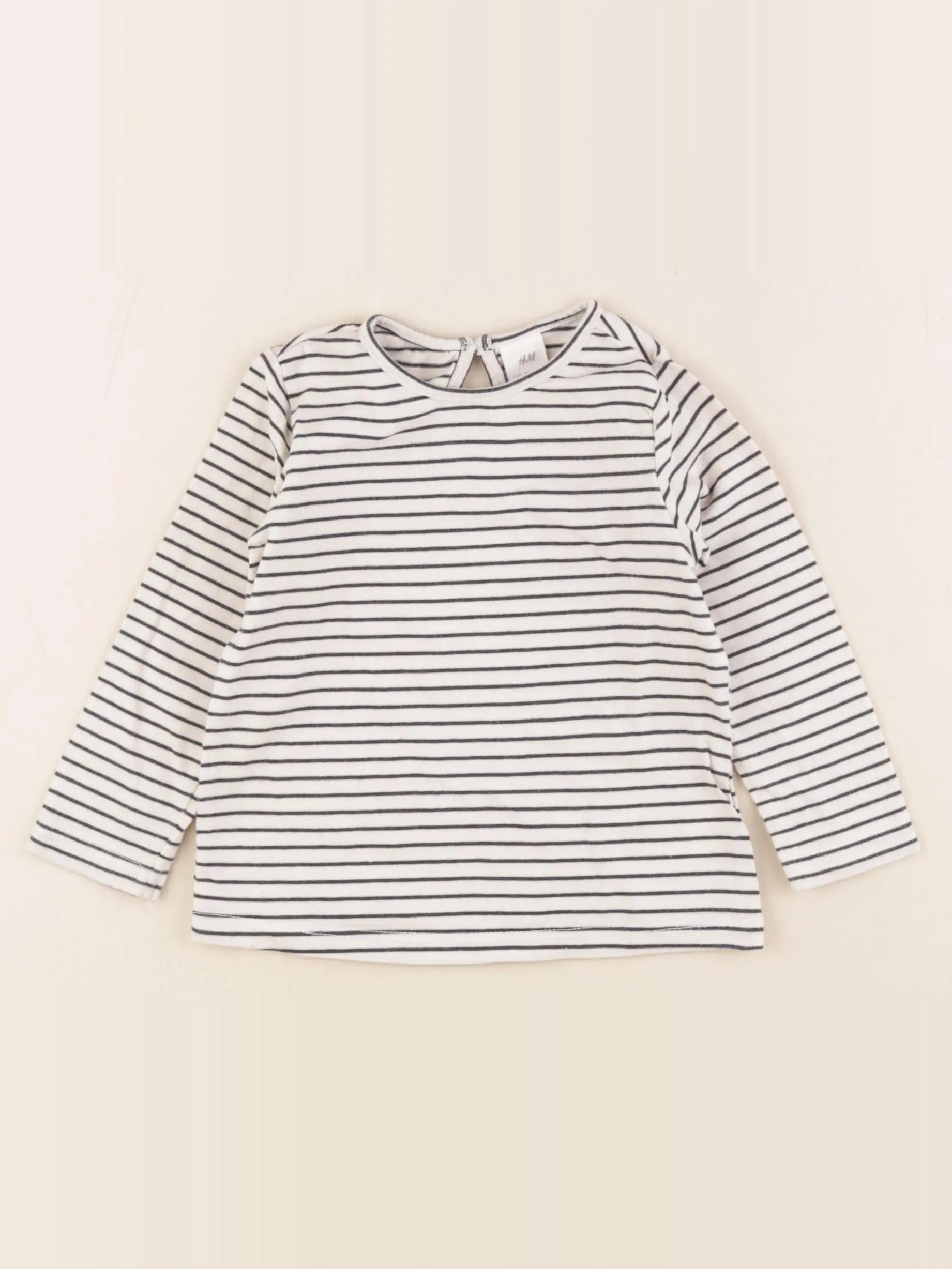 H&M - tee-shirt beige, bleu - 9/12 mois