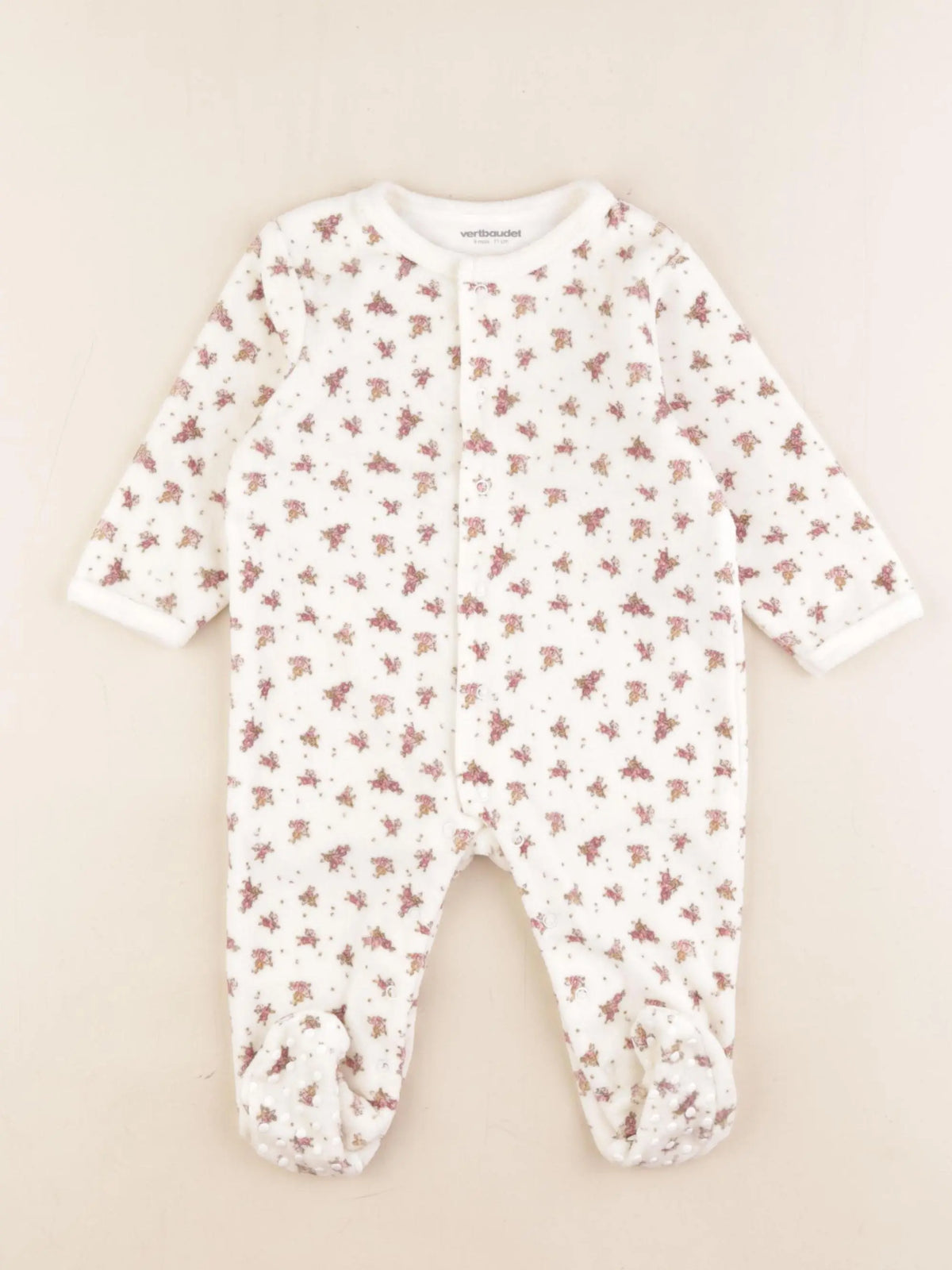 Vertbaudet - pyjama velours beige - 9 mois