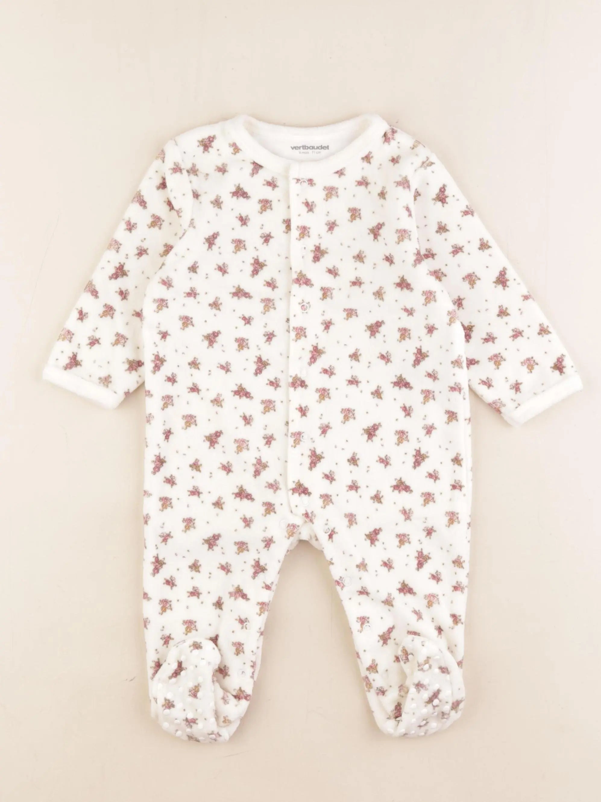 Vertbaudet - pyjama velours beige - 9 mois