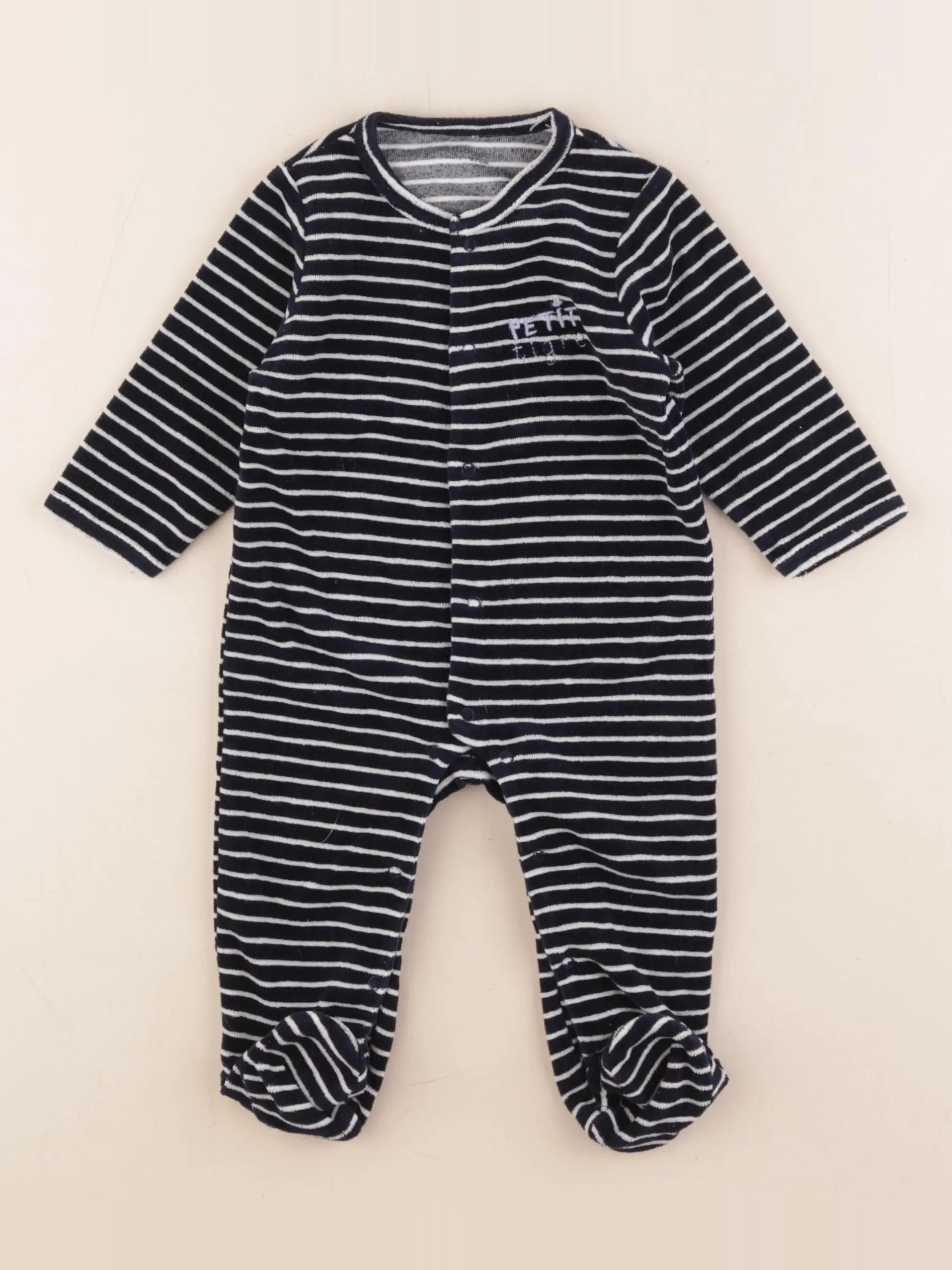 Vertbaudet - pyjama velours bleu - 6 mois