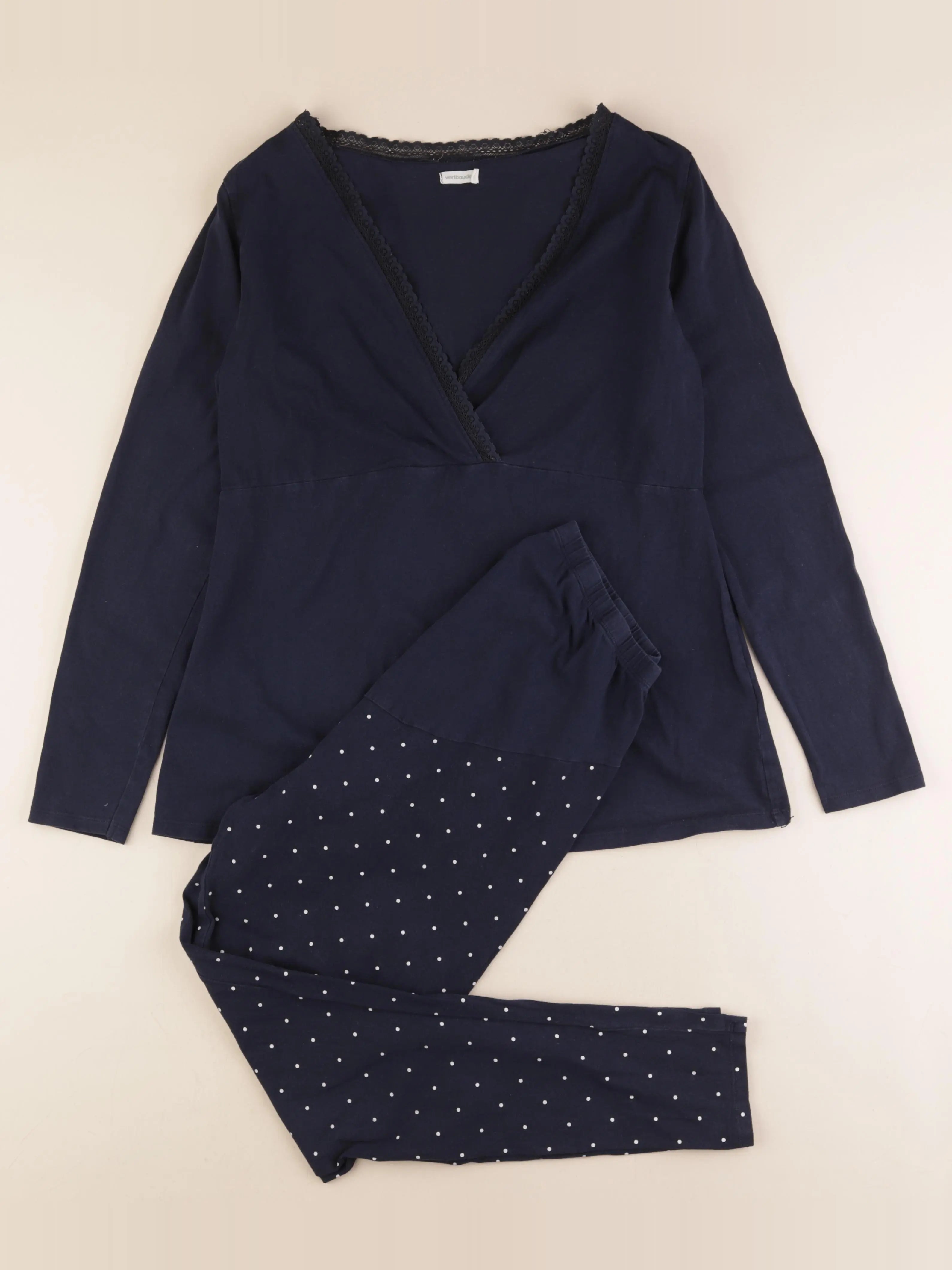 Vertbaudet - pyjama grossesse coton bleu - 42 à 44
