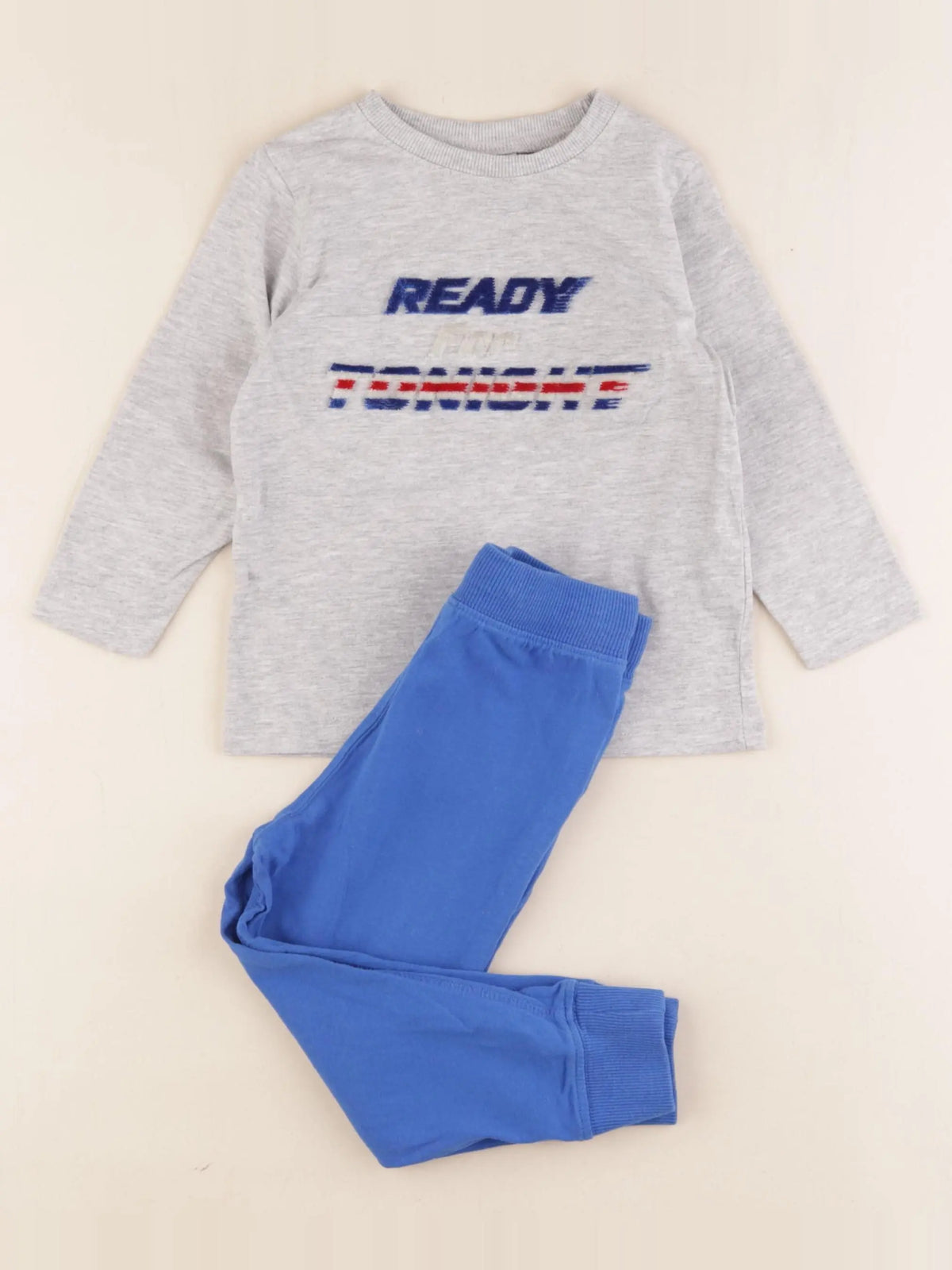 Tape à l'oeil - pyjama coton bleu, gris - 2 ans
