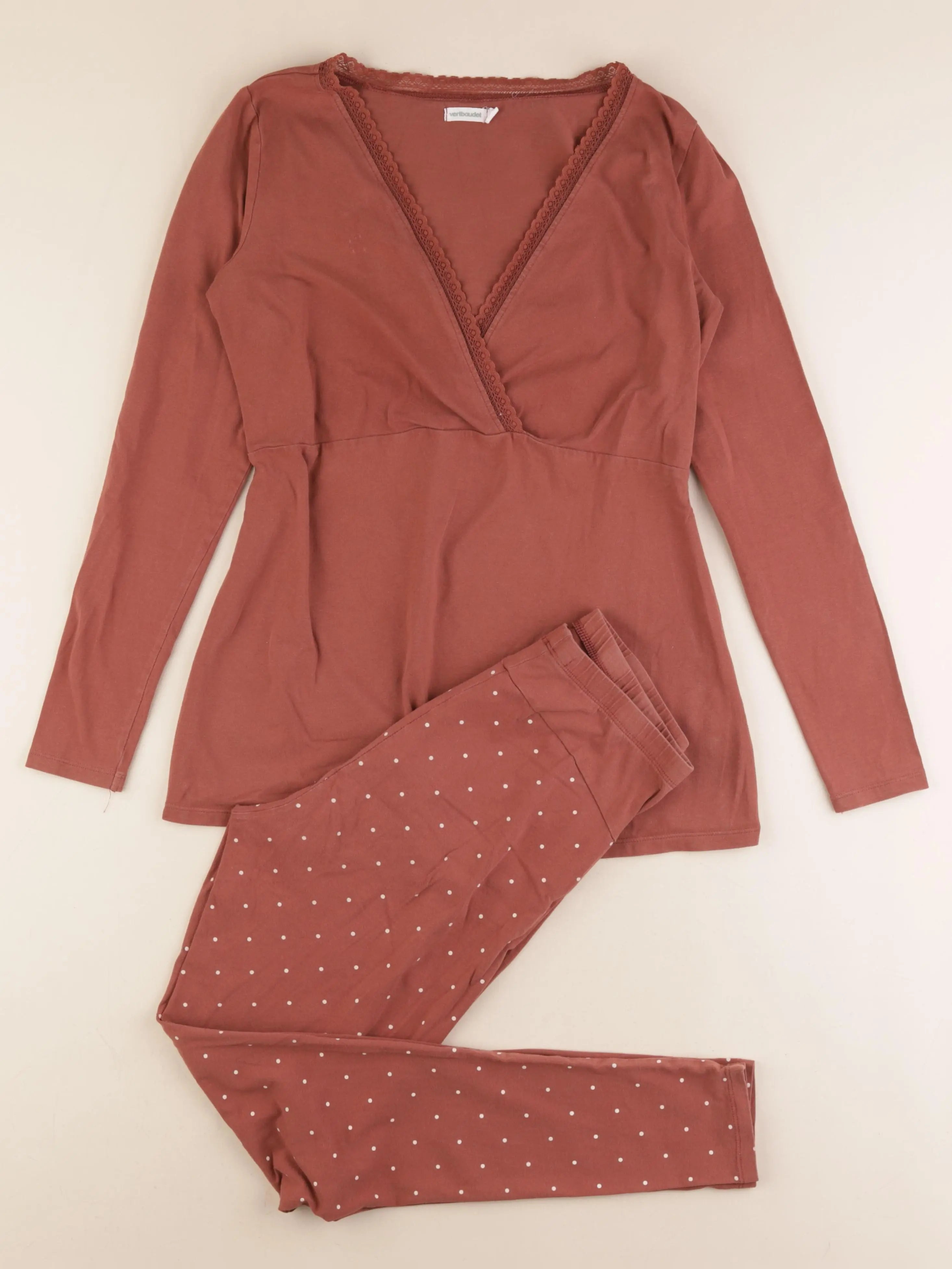 Vertbaudet - pyjama grossesse coton marron - 34 à 36