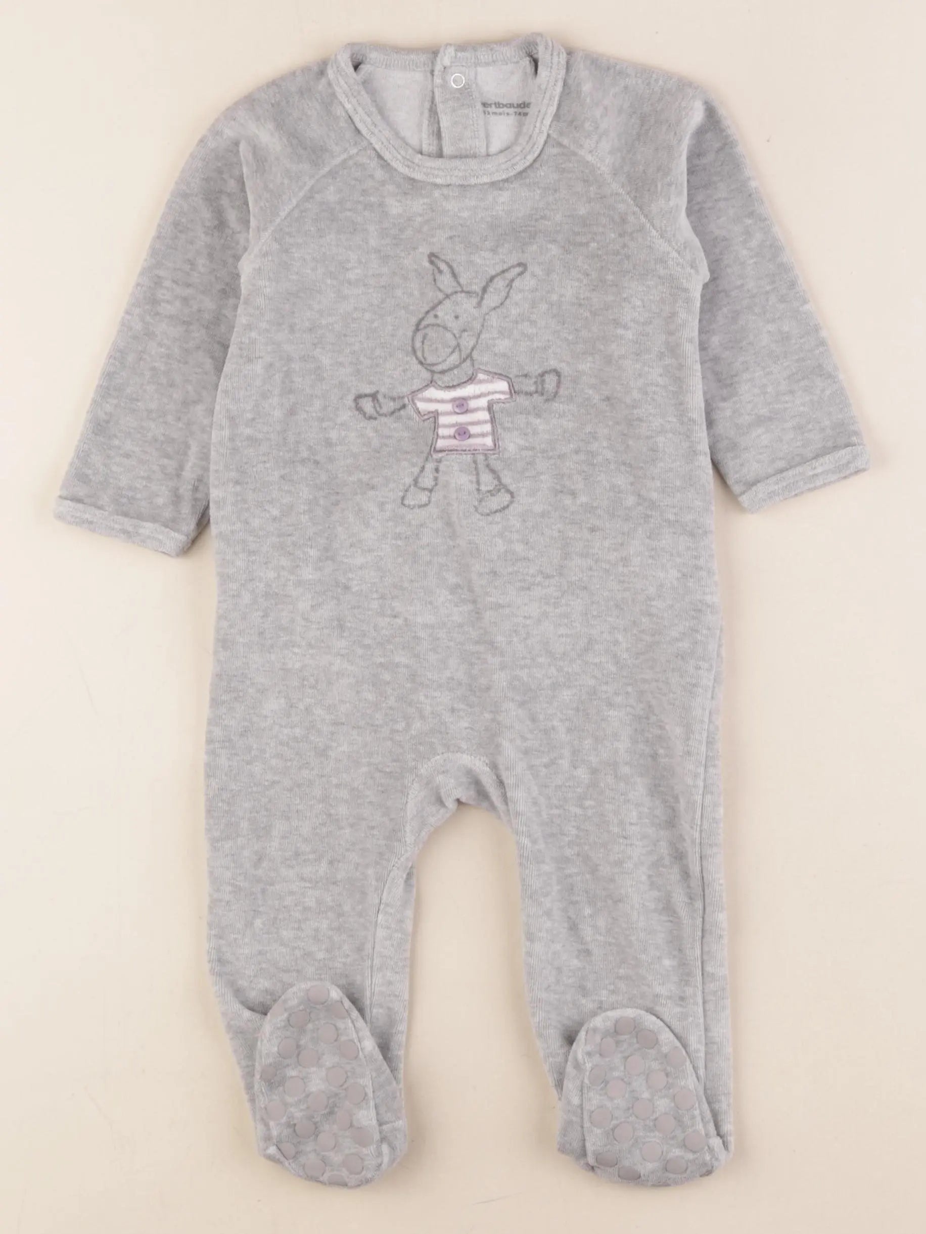Vertbaudet - pyjama velours gris - 12 mois