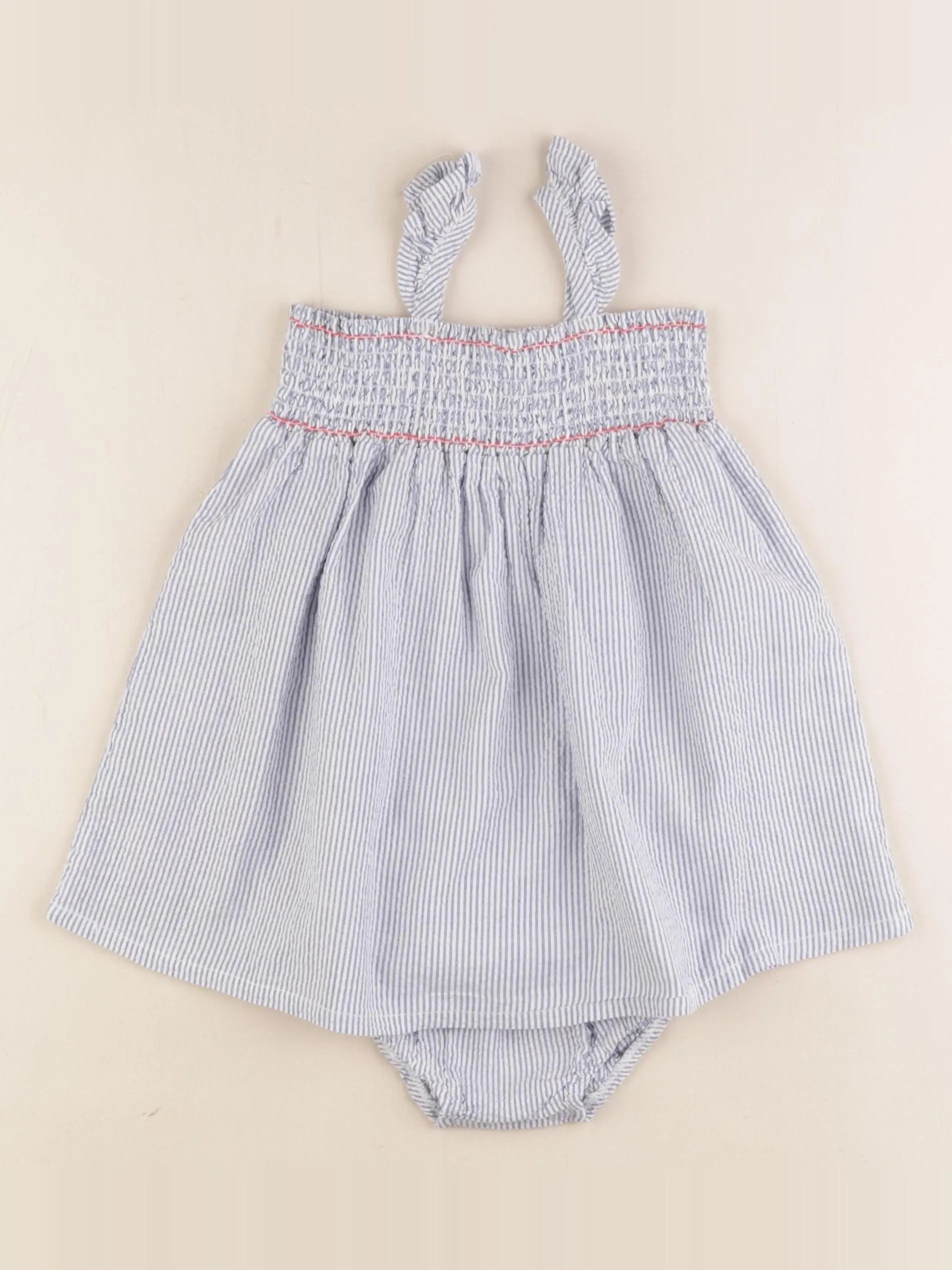 Boutchou - robe blanc, bleu - 12 mois