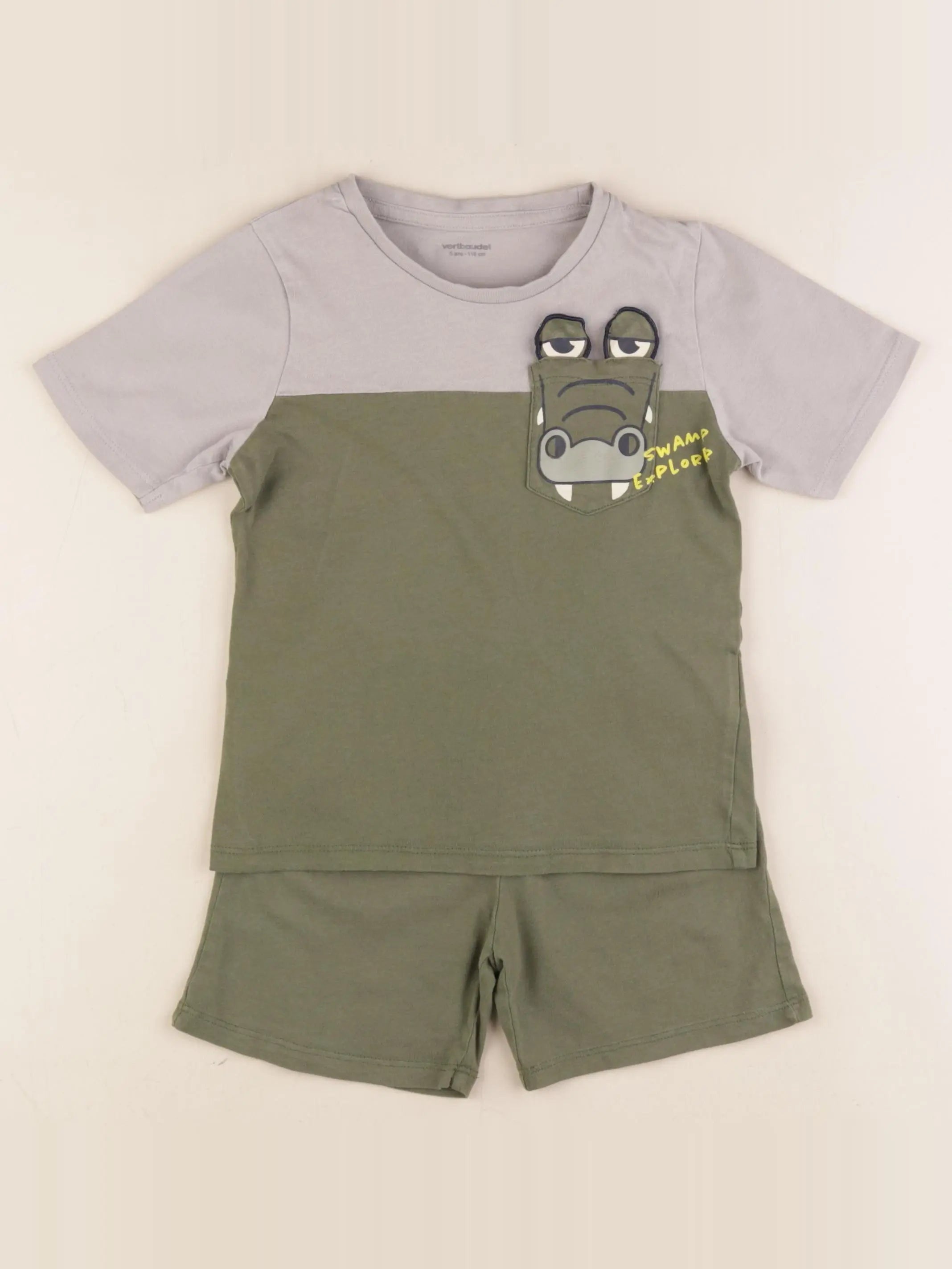 Vertbaudet - pyjama coton vert - 5 ans