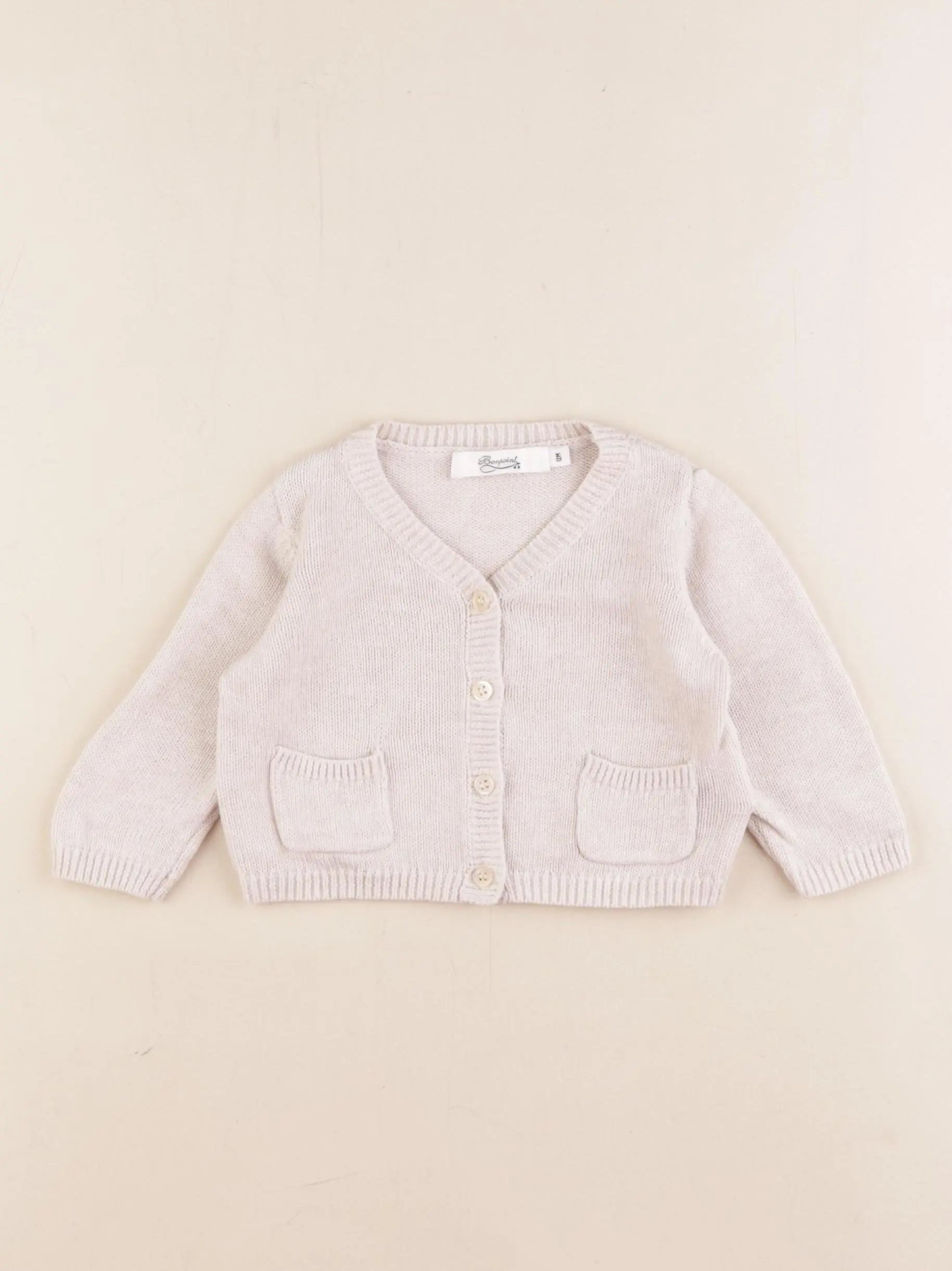 Bonpoint - gilet beige - 12 mois