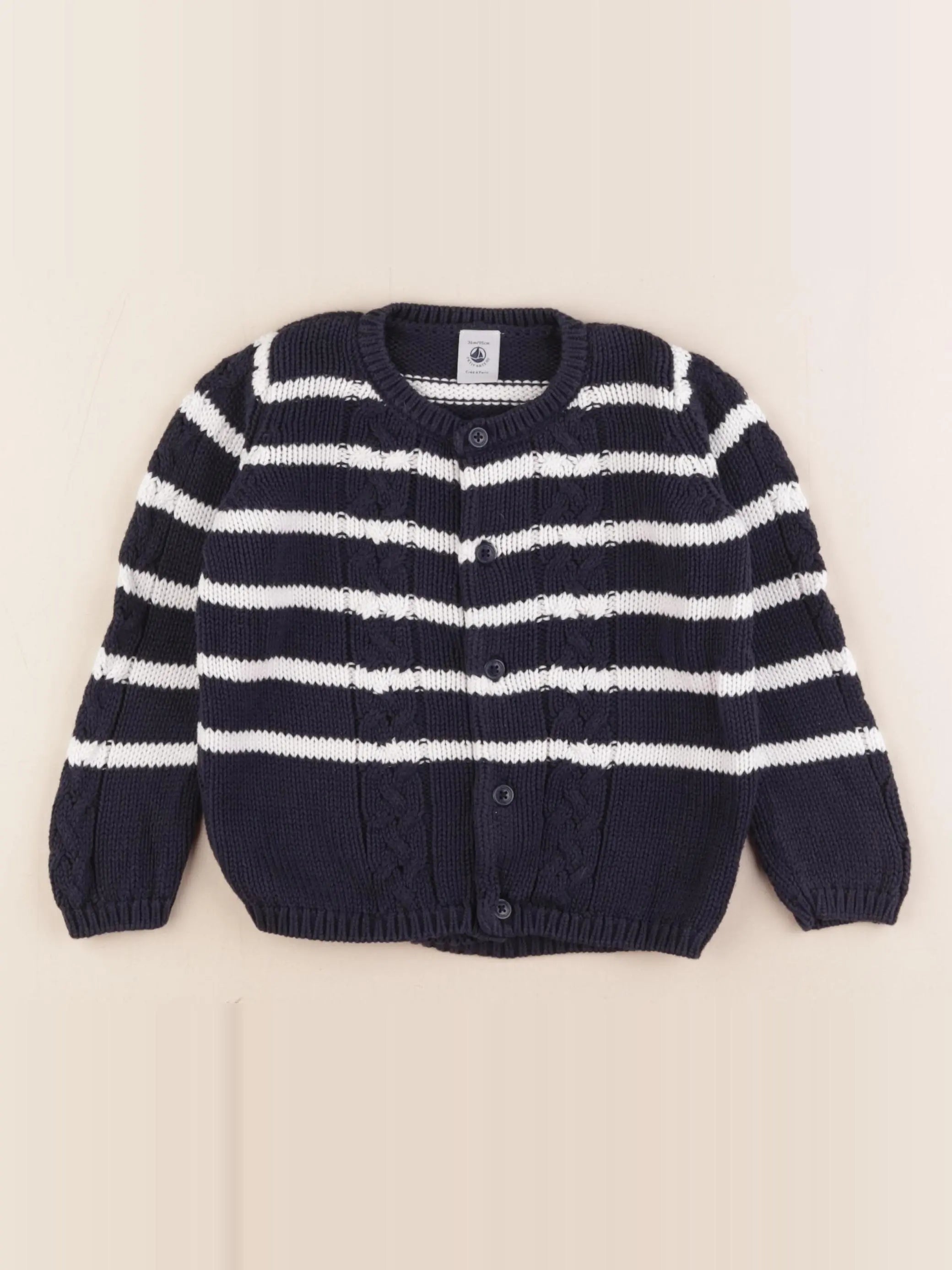 Petit Bateau - gilet bleu, blanc - 36 mois