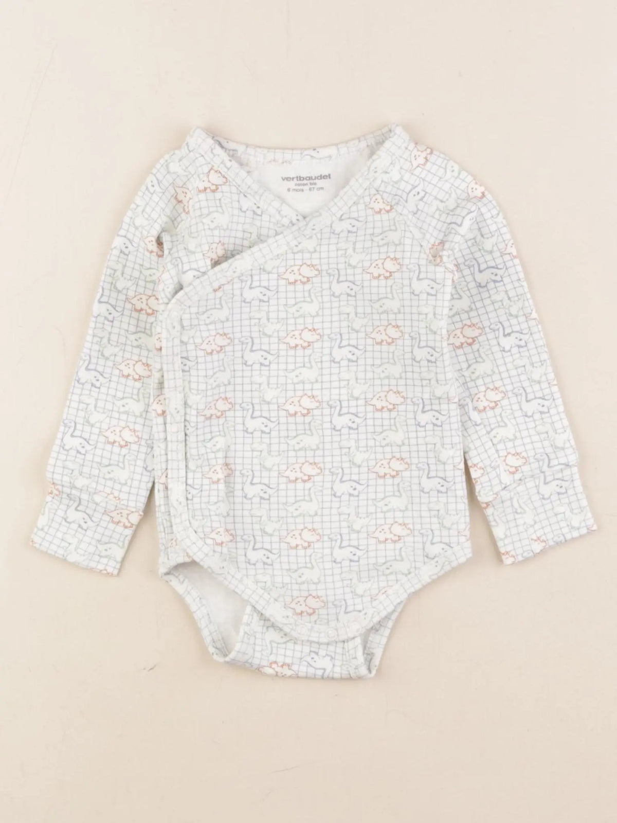 Vertbaudet - body blanc, bleu - 6 mois
