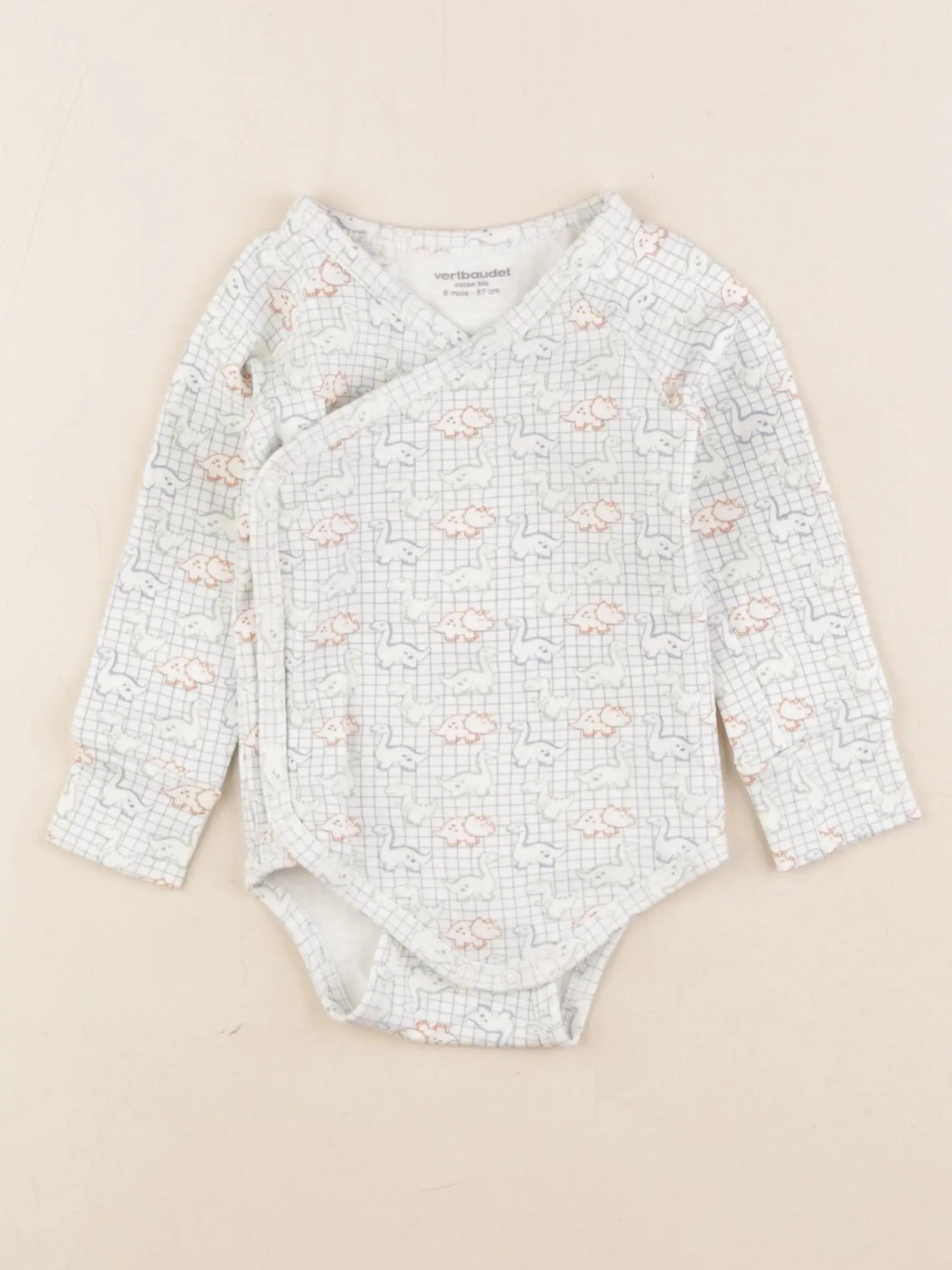 Vertbaudet - body blanc, bleu - 6 mois