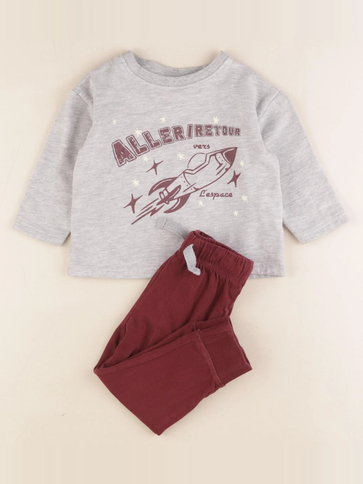 Tape à l'oeil - pyjama coton gris, rouge - 2 ans