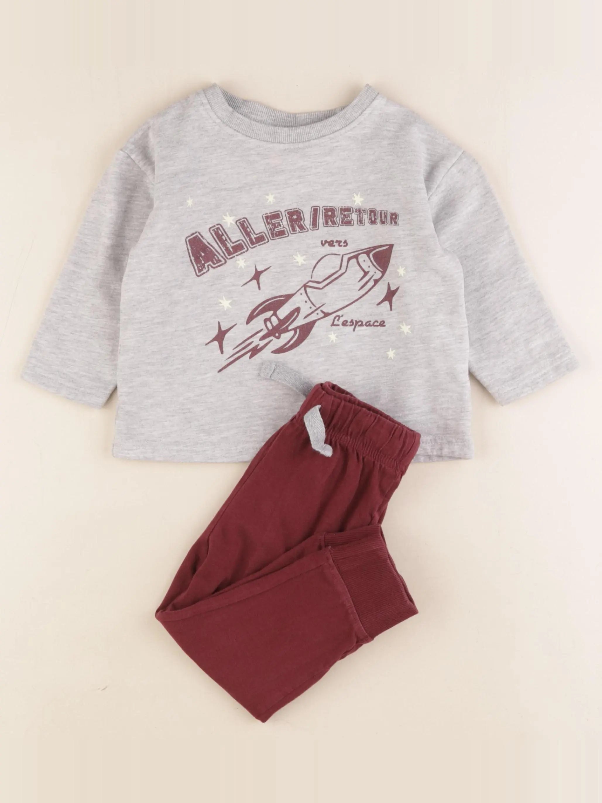 Tape à l'oeil - pyjama coton gris, rouge - 2 ans