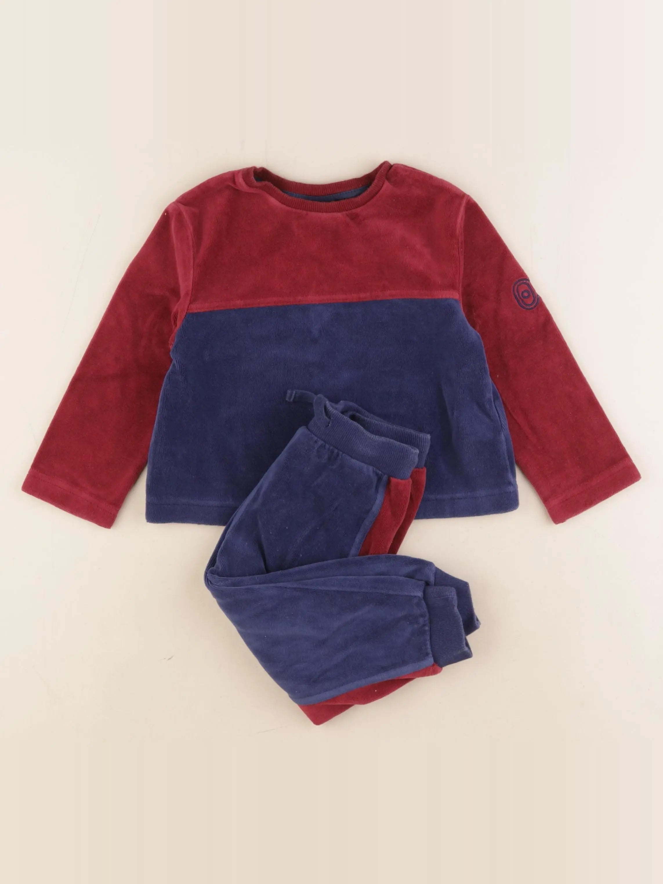 Cyrillus - pyjama velours bleu, rouge - 2 ans