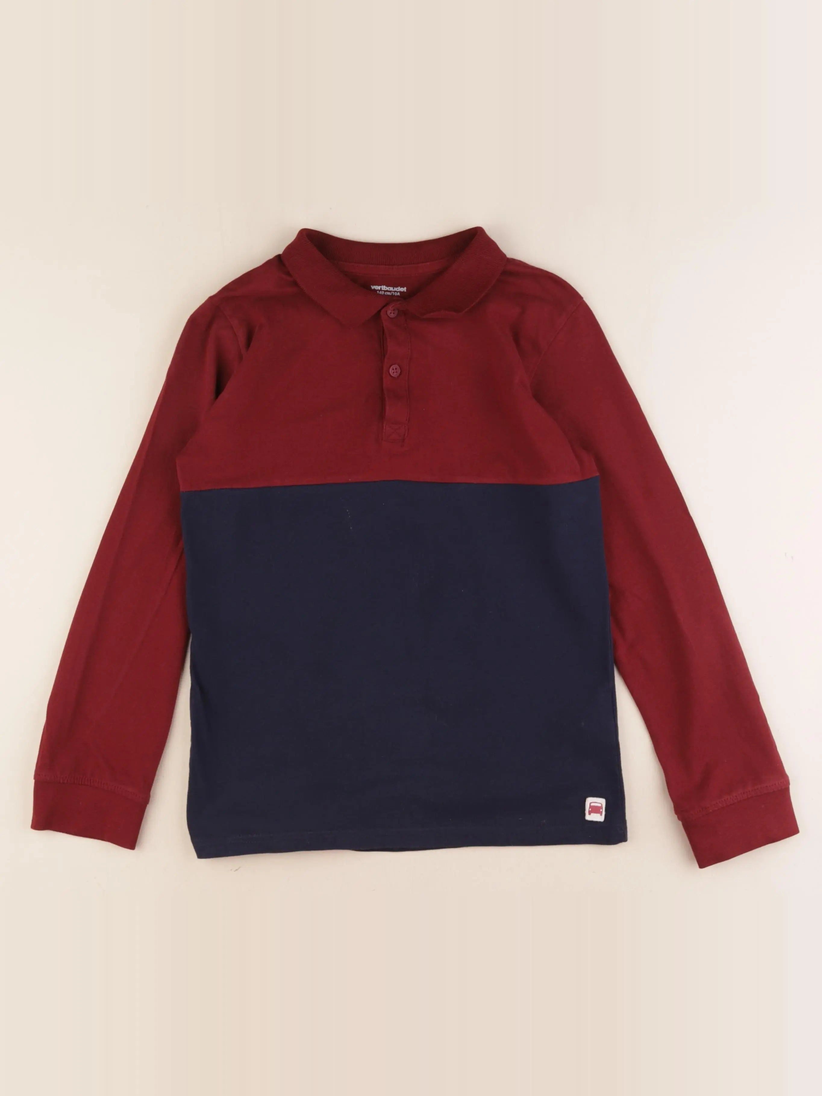 Vertbaudet - polo bleu, rouge - 10 ans