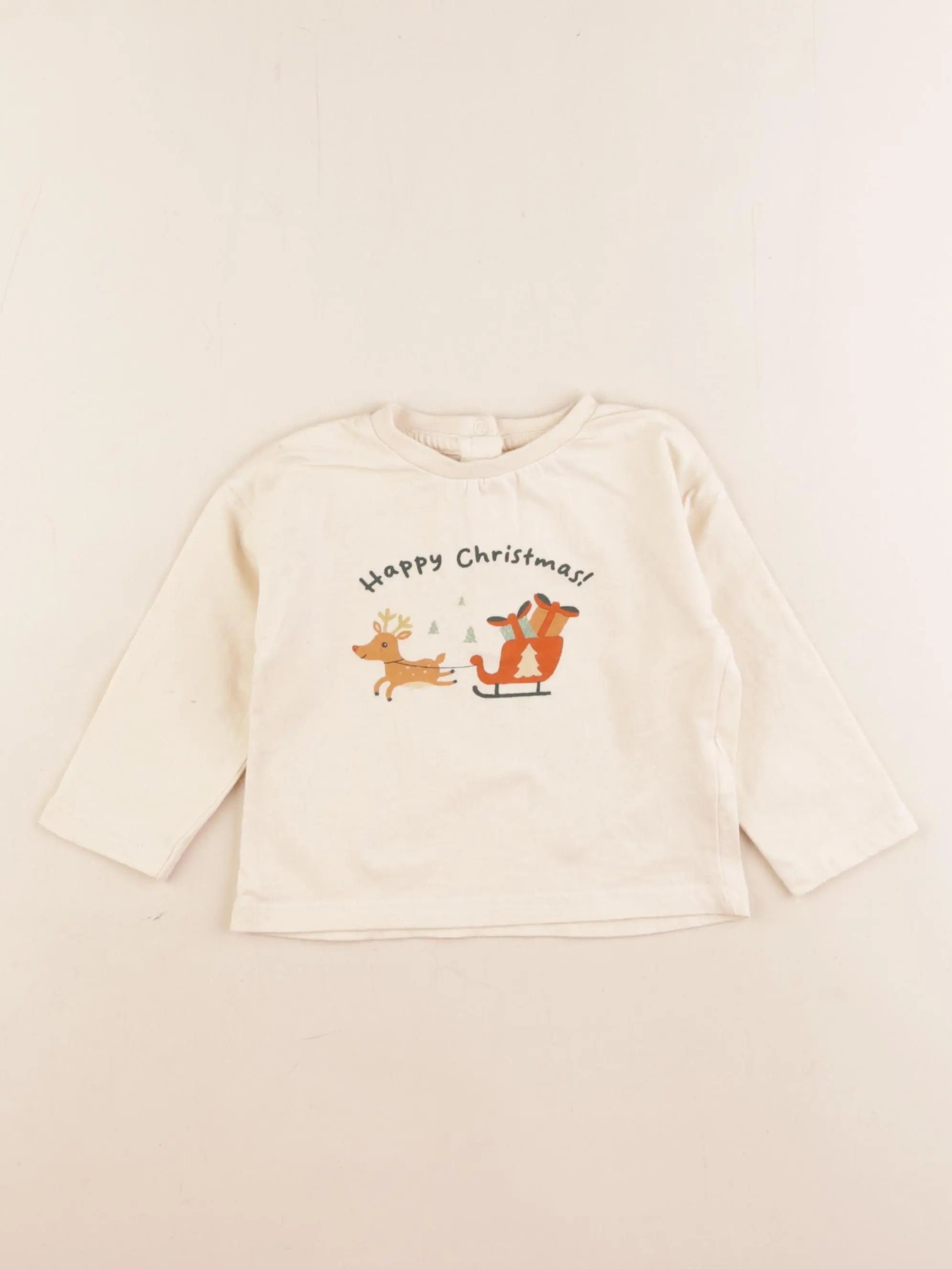 Vertbaudet - tee-shirt beige - 12 mois