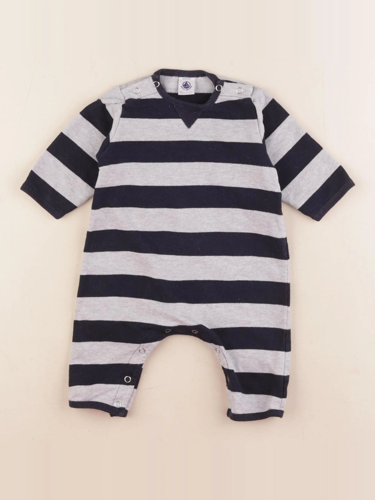 Petit Bateau - combinaison bleu, gris - 6 mois