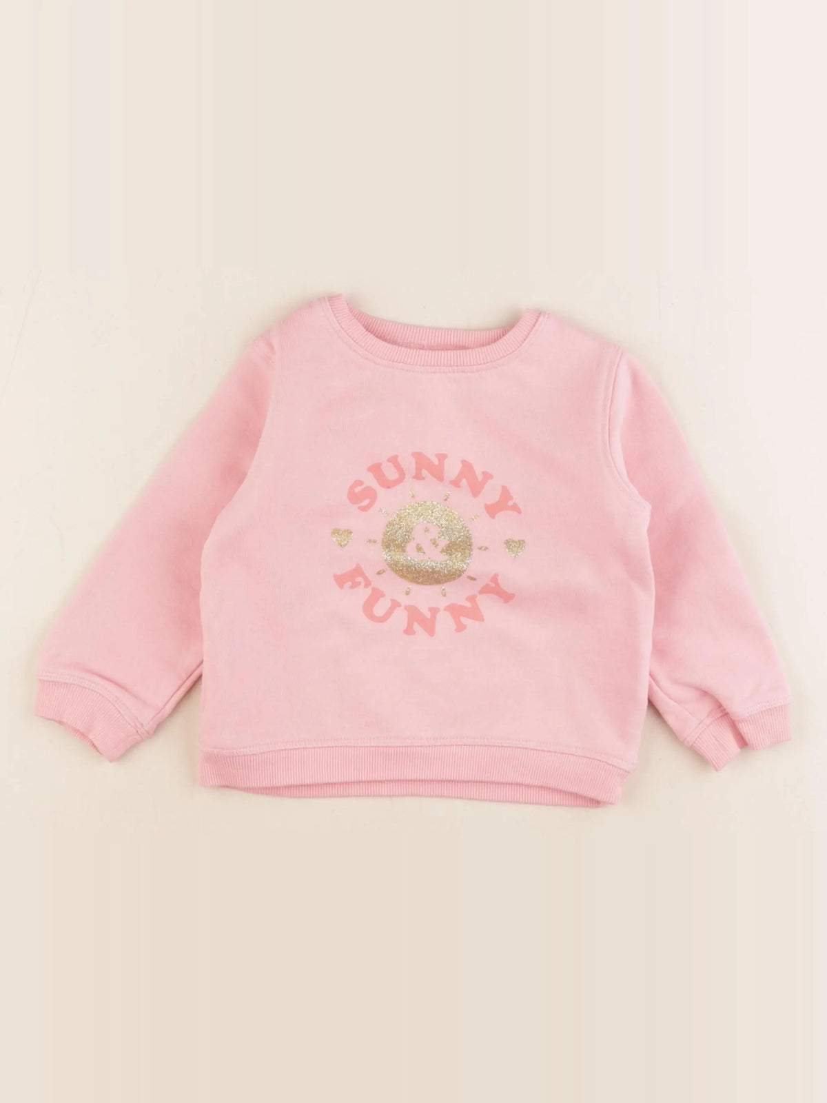 Vertbaudet - sweat rose, or - 2 ans