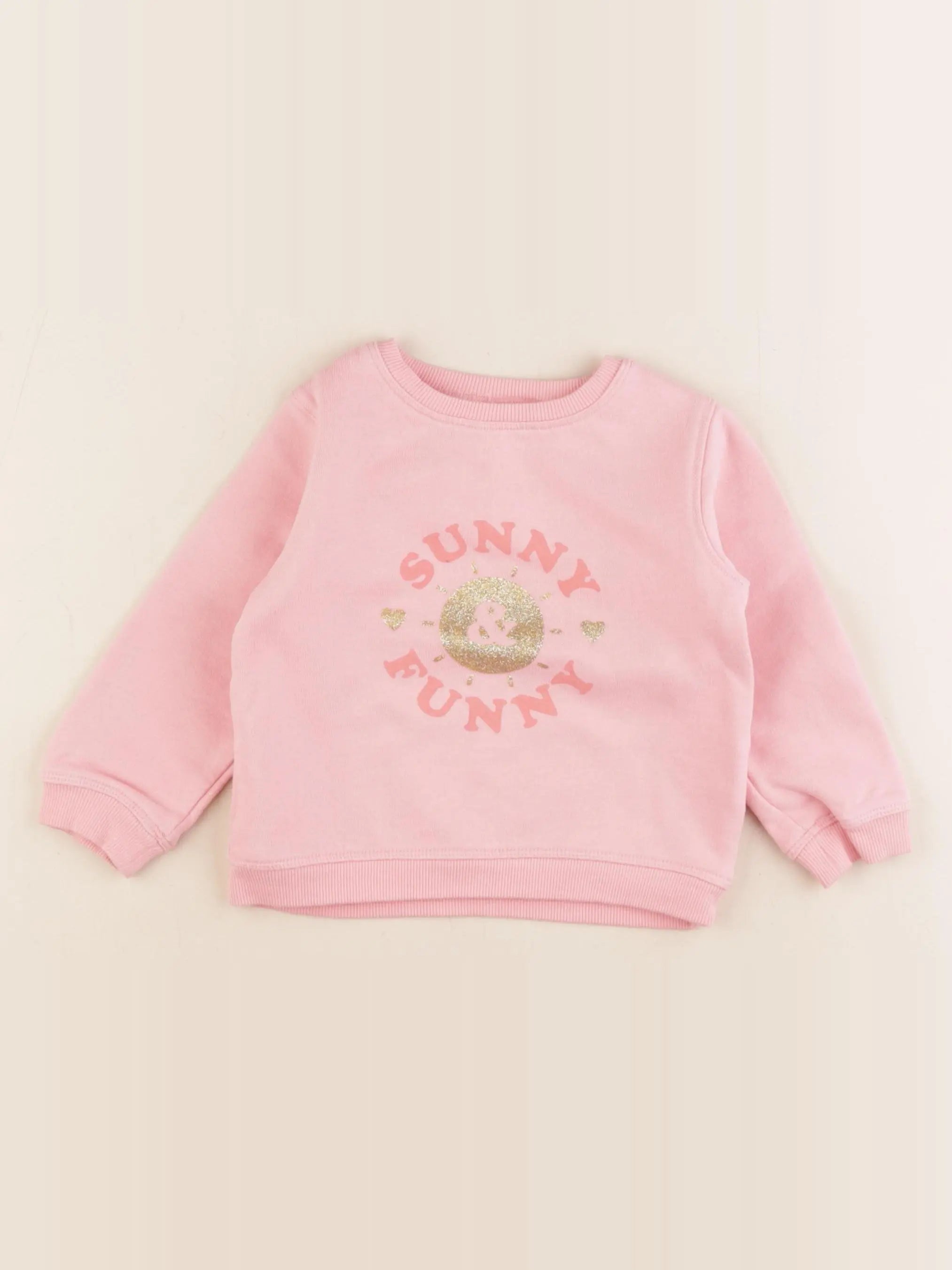 Vertbaudet - sweat rose, or - 2 ans