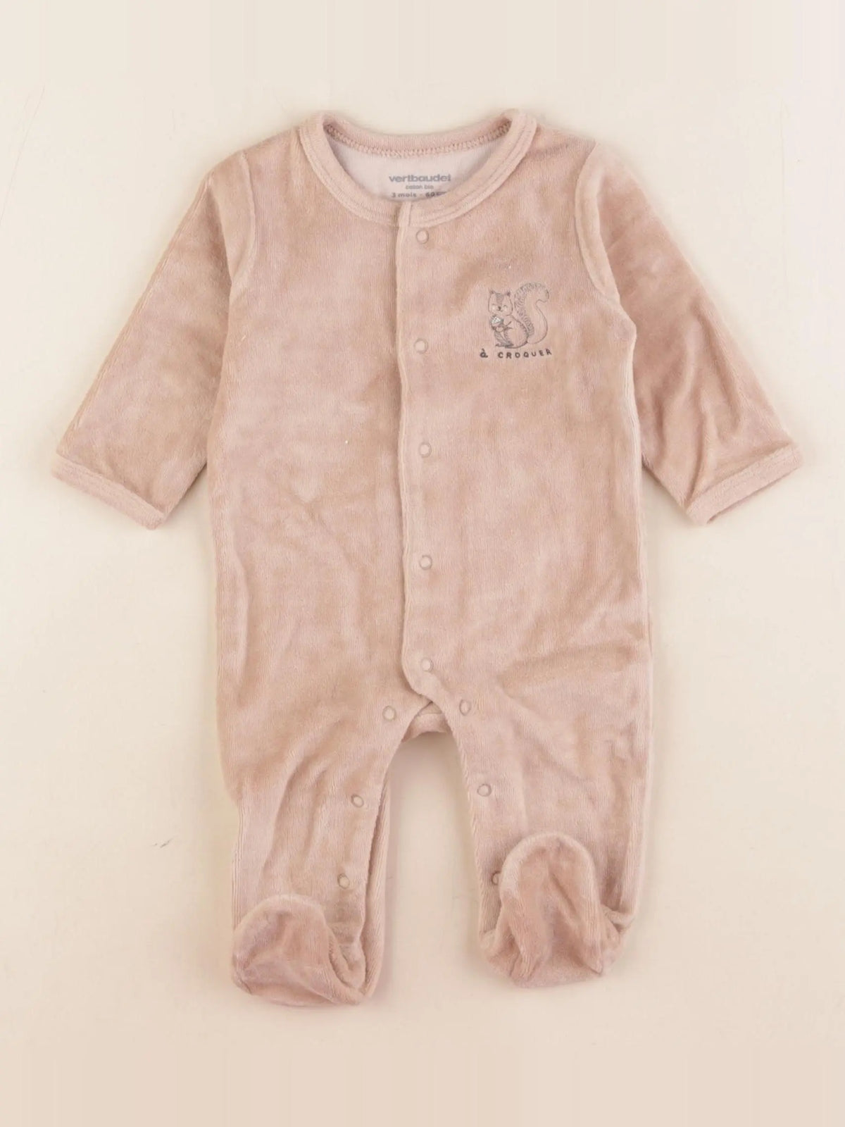 Vertbaudet - pyjama velours rose - 3 mois