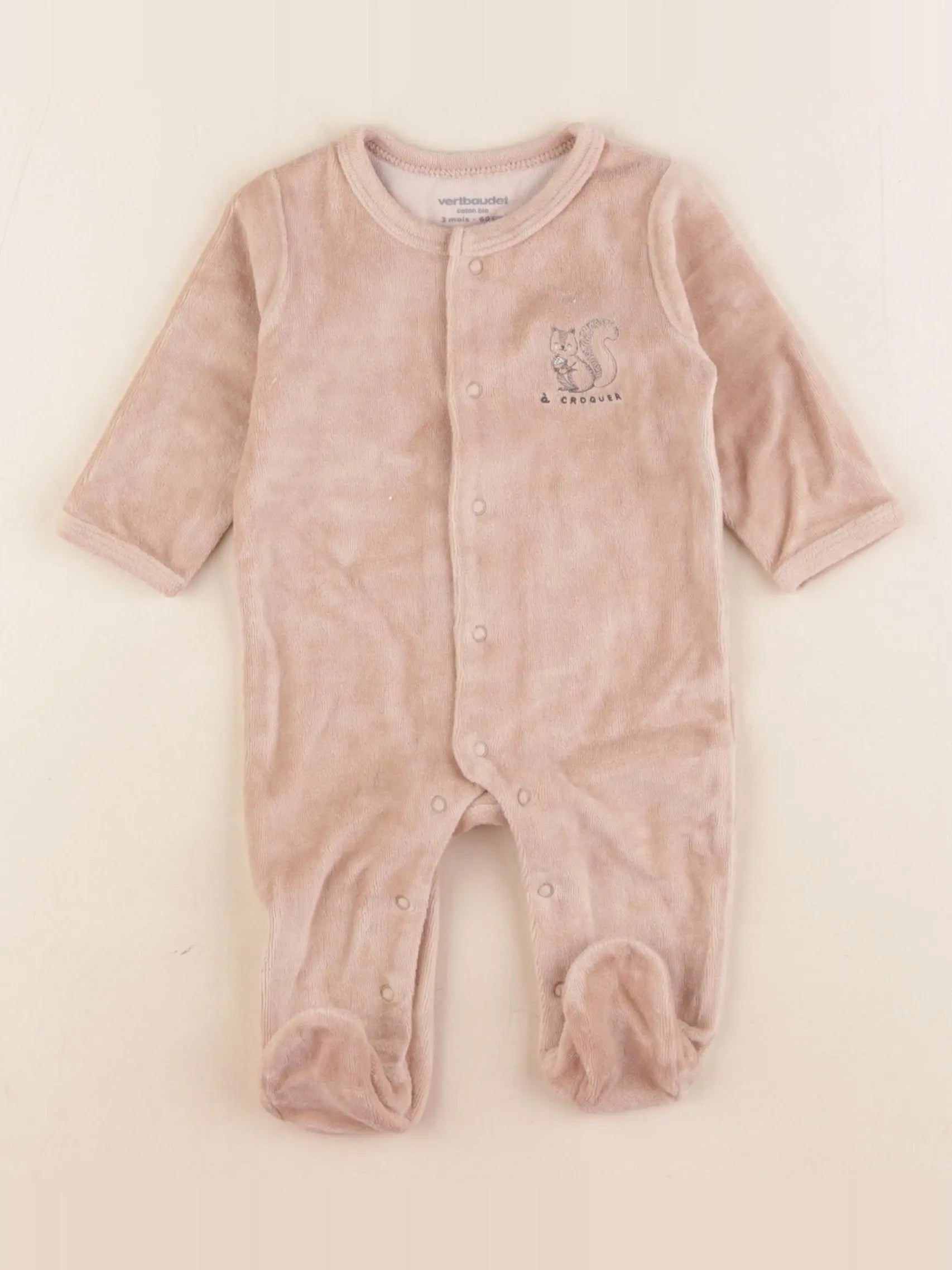Vertbaudet - pyjama velours rose - 3 mois