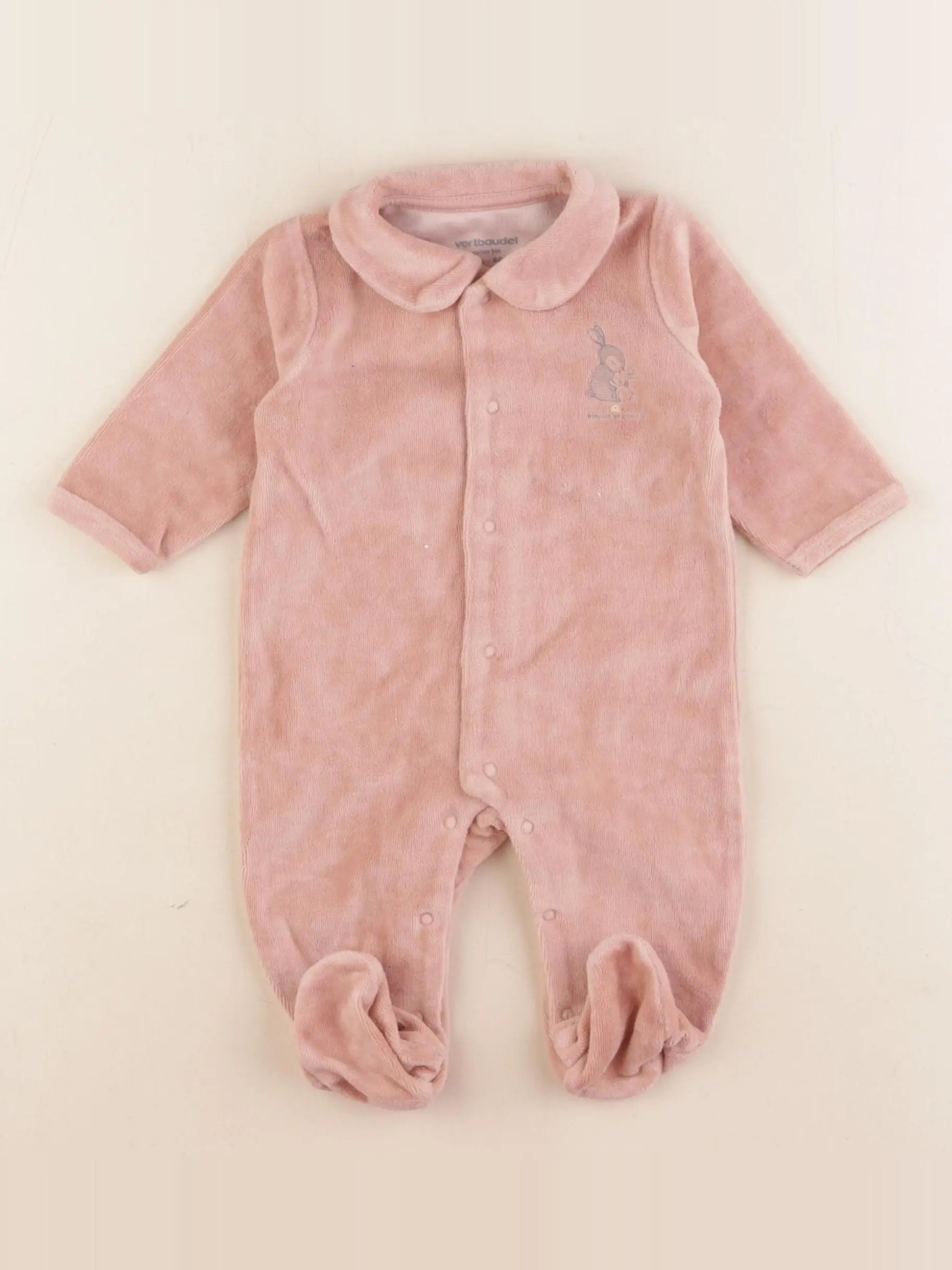 Vertbaudet - pyjama velours rose - 3 mois