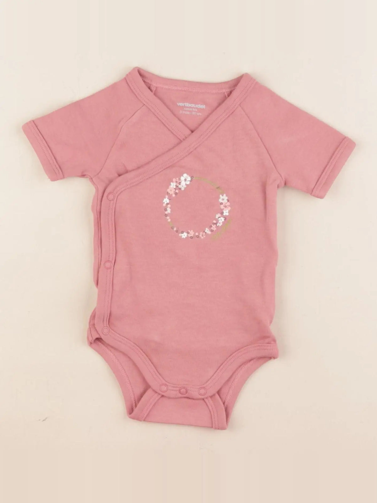 Vertbaudet - body rose - 3 mois