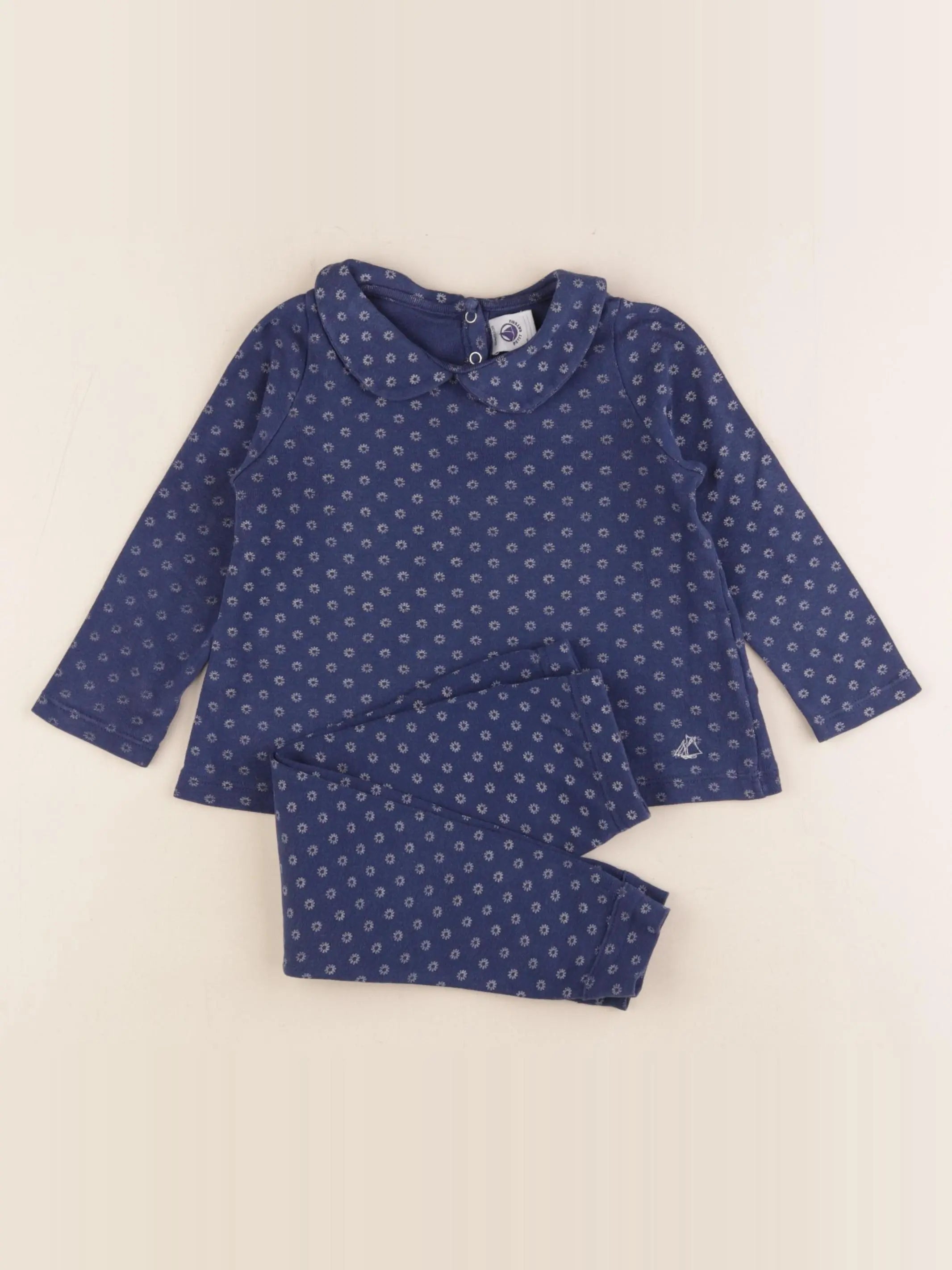 Petit Bateau - pyjama coton bleu - 24 mois