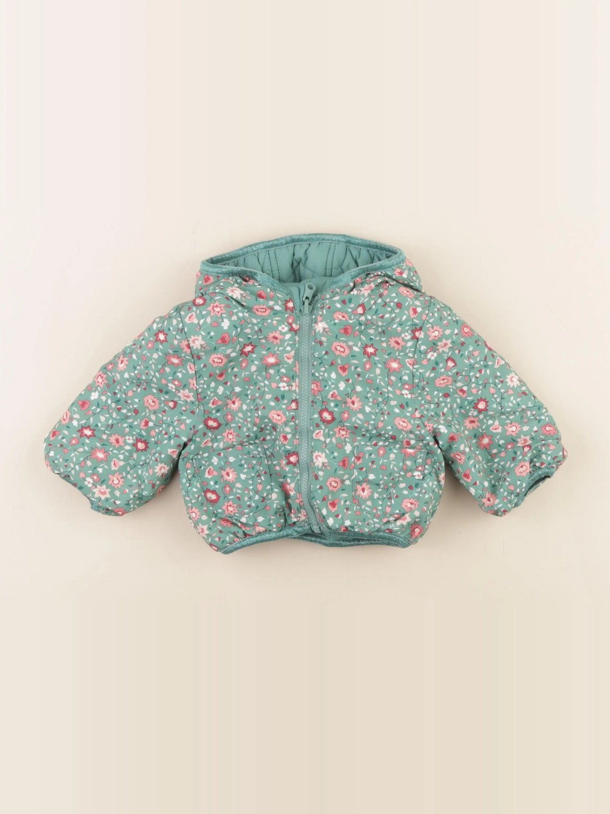 Tape à l'oeil - doudoune réversible vert - 3 mois