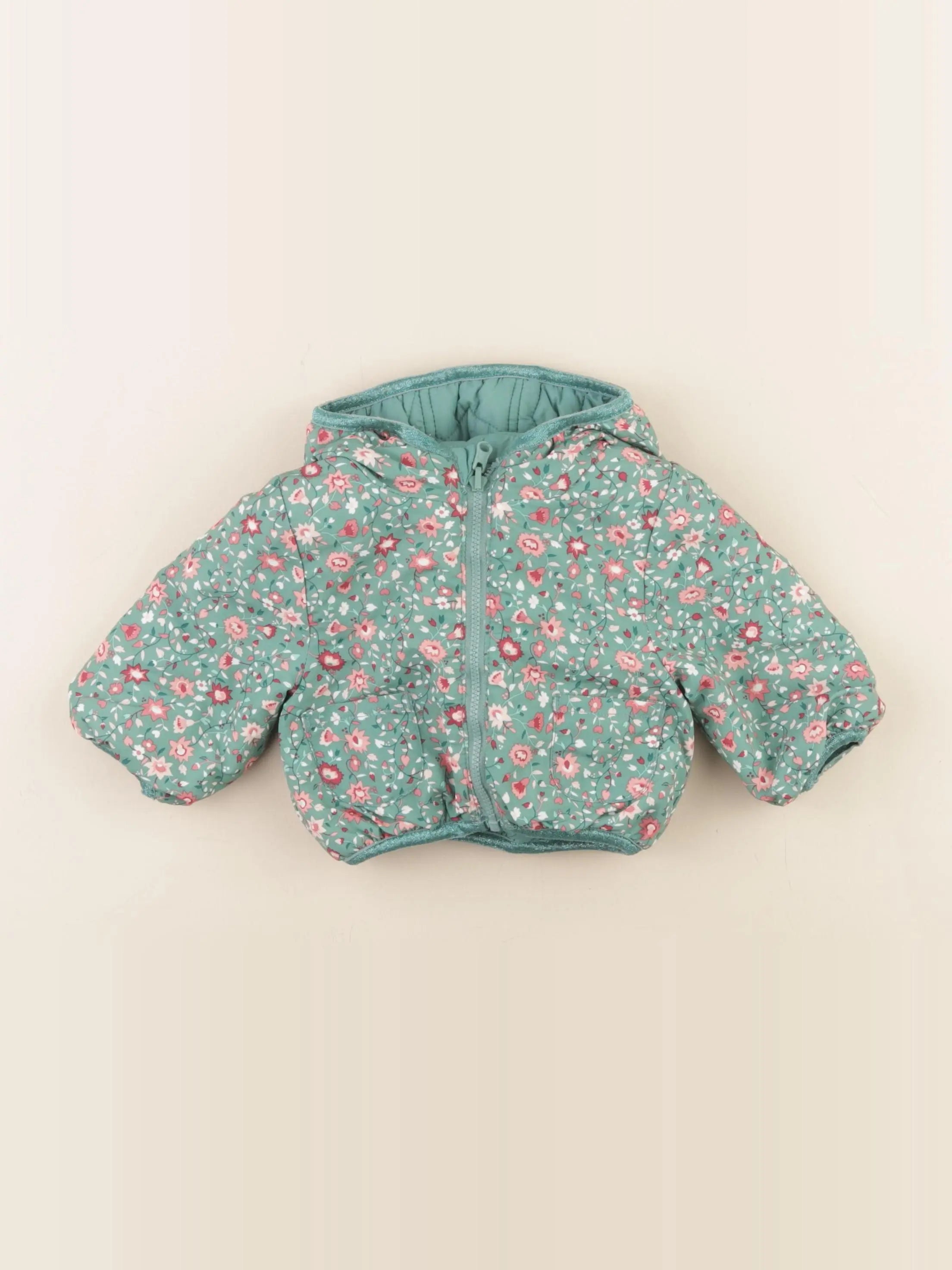 Tape à l'oeil - doudoune réversible vert - 3 mois