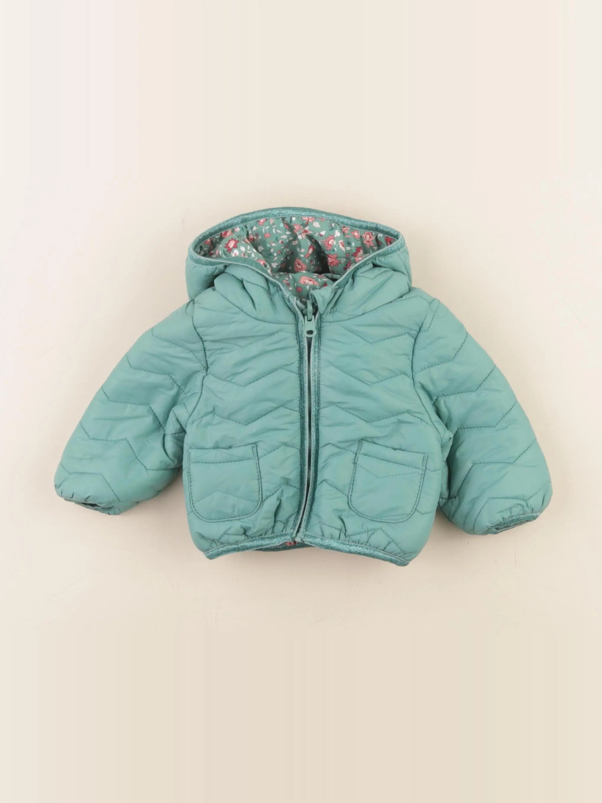 Tape à l'oeil - doudoune réversible vert - 3 mois