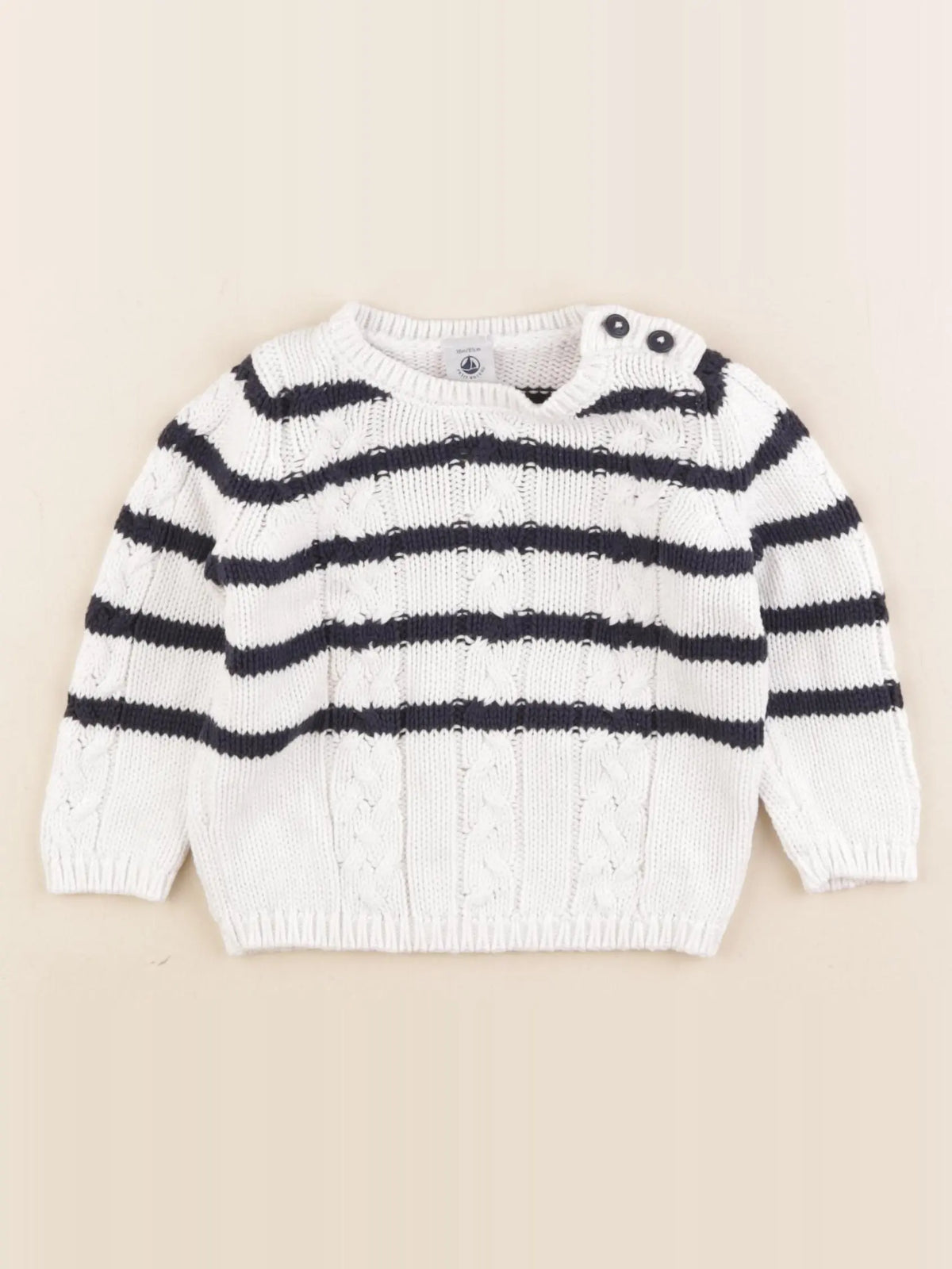 Petit Bateau - pull blanc, bleu - 18 mois