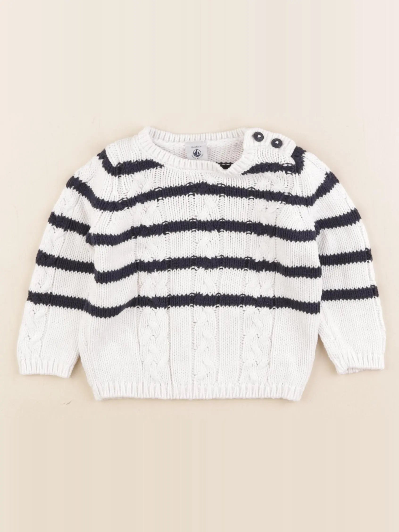 Petit Bateau - pull blanc, bleu - 18 mois
