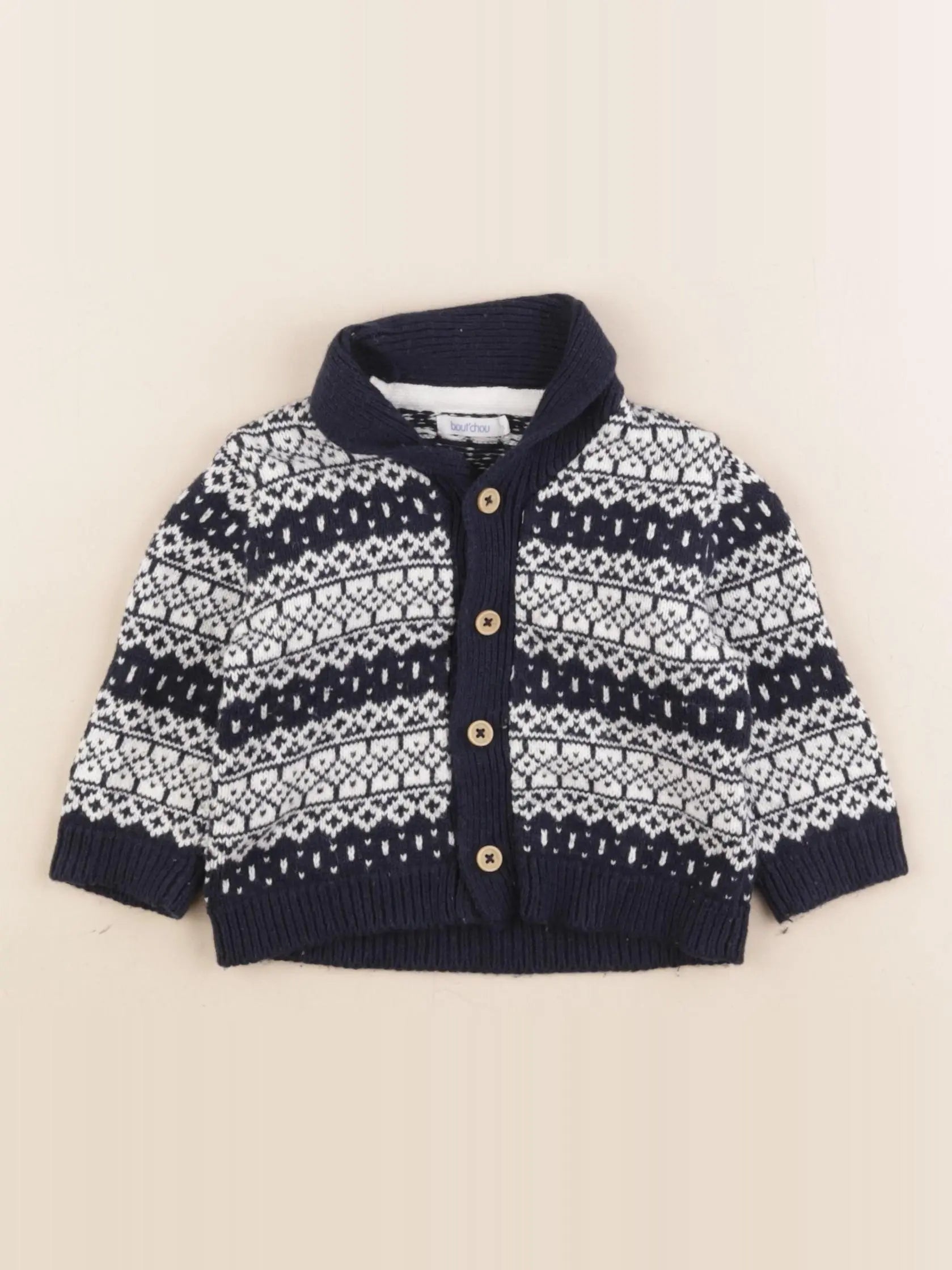 Boutchou - gilet bleu, blanc - 6 mois