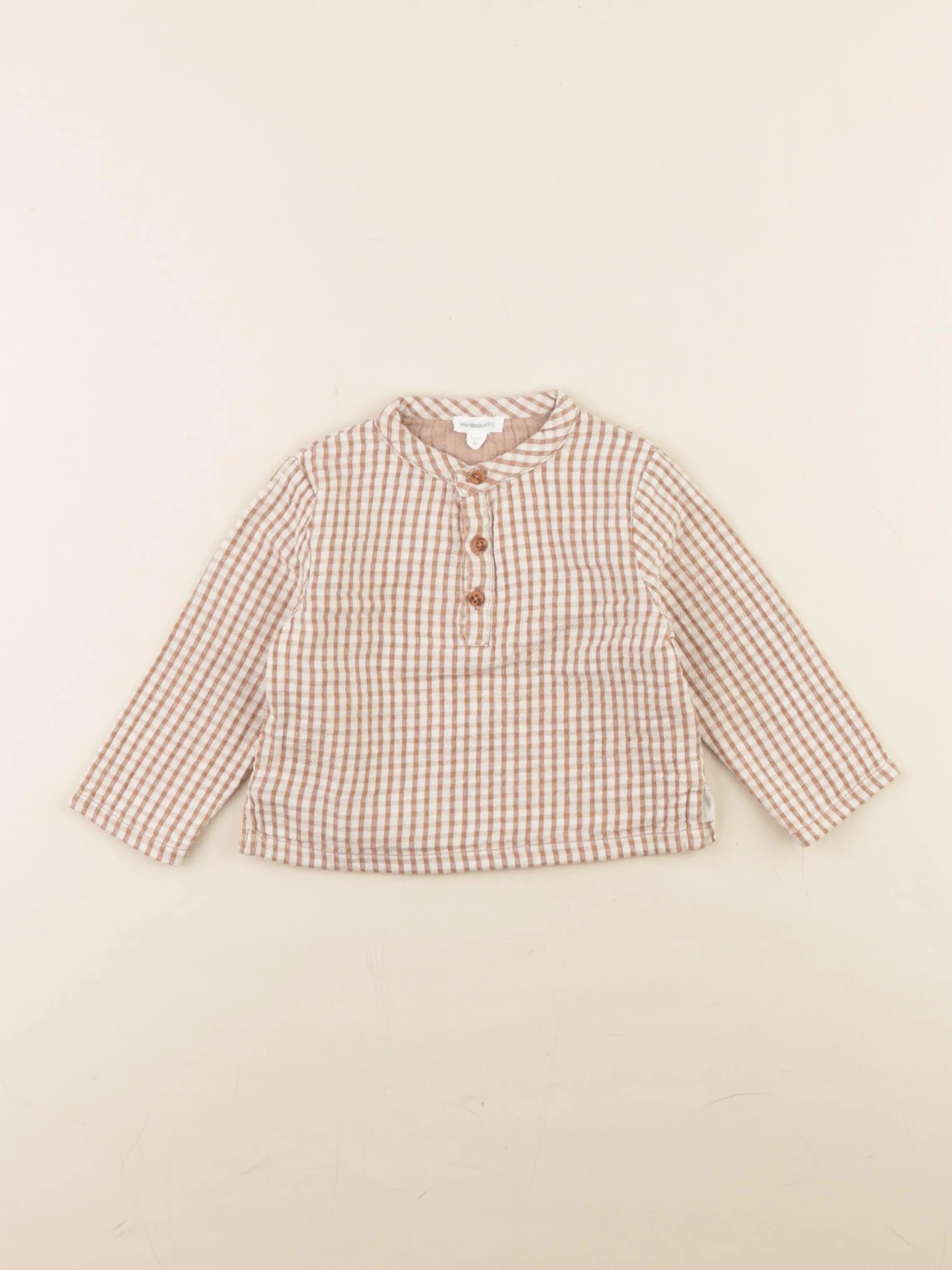 Vertbaudet - chemise marron - 9 mois