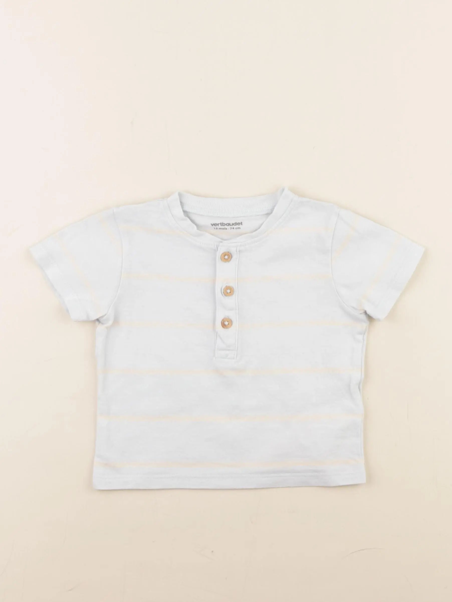 Vertbaudet - tee-shirt bleu - 12 mois